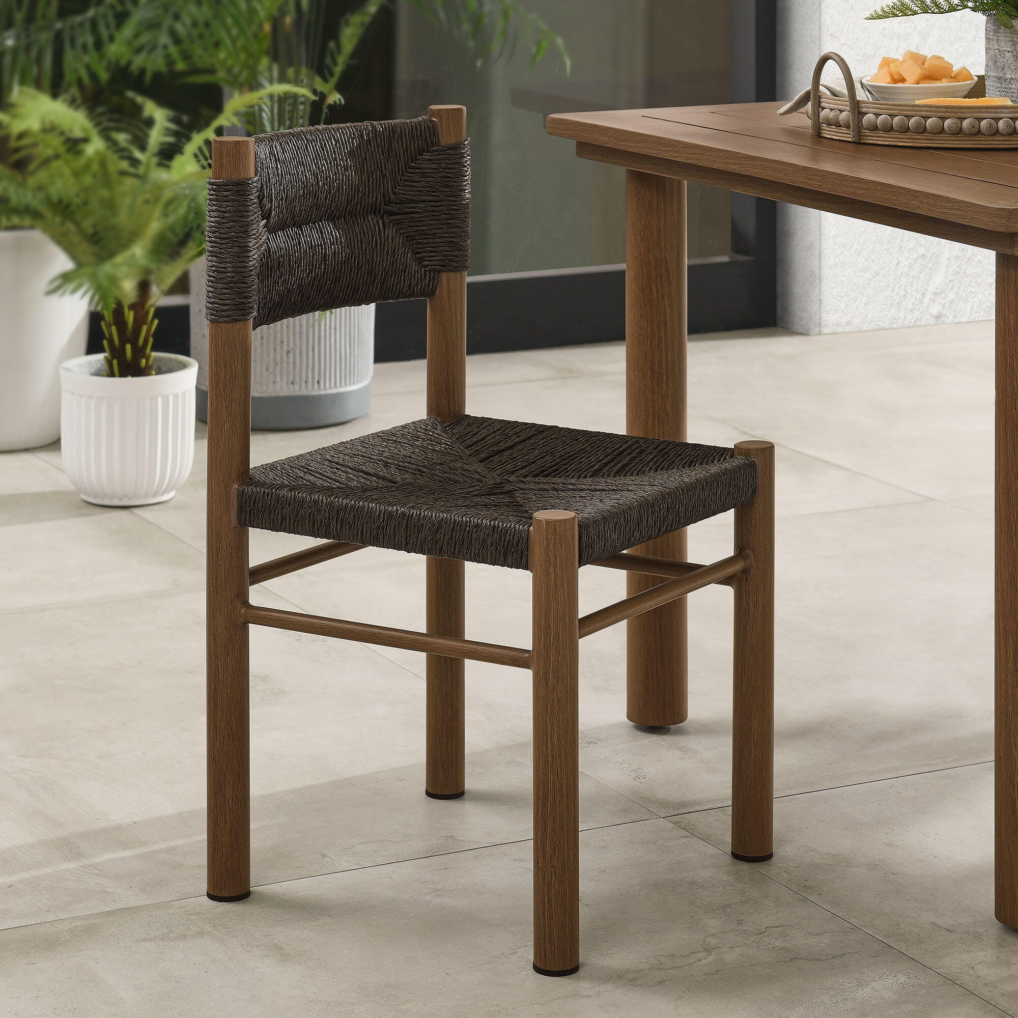 Modway Parkland Outdoor Dining Chair (Set of 2), Walnut, large