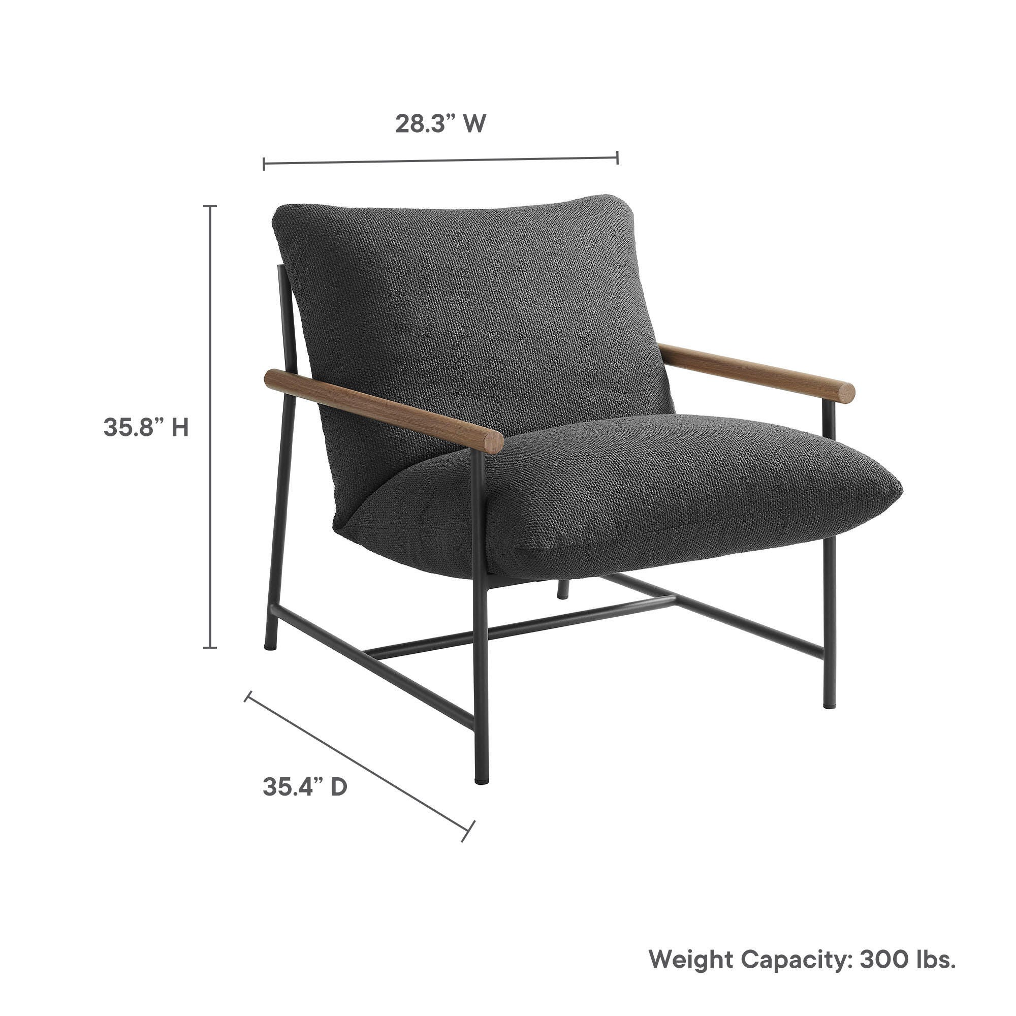 Modway Raya Outdoor Lounge Chair, Charcoal, large