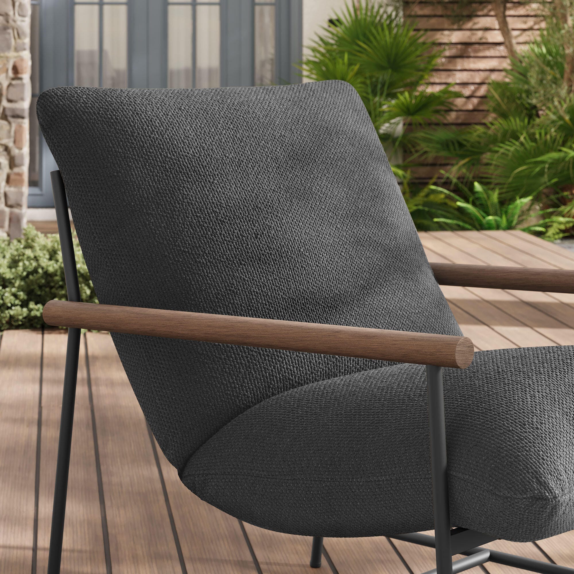 Modway Raya Outdoor Lounge Chair, Charcoal, large