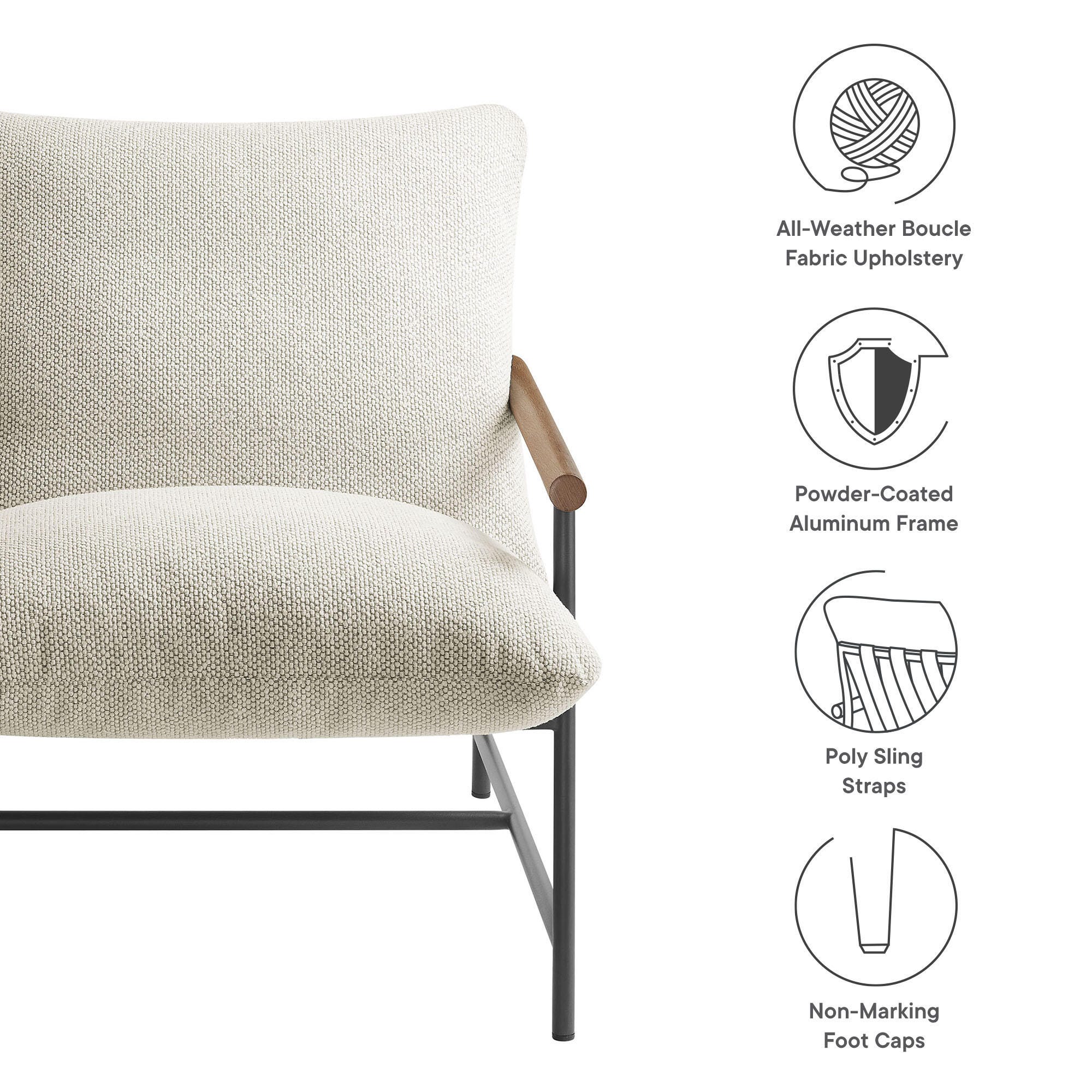 Modway Raya Outdoor Lounge Chair, Ivory, large