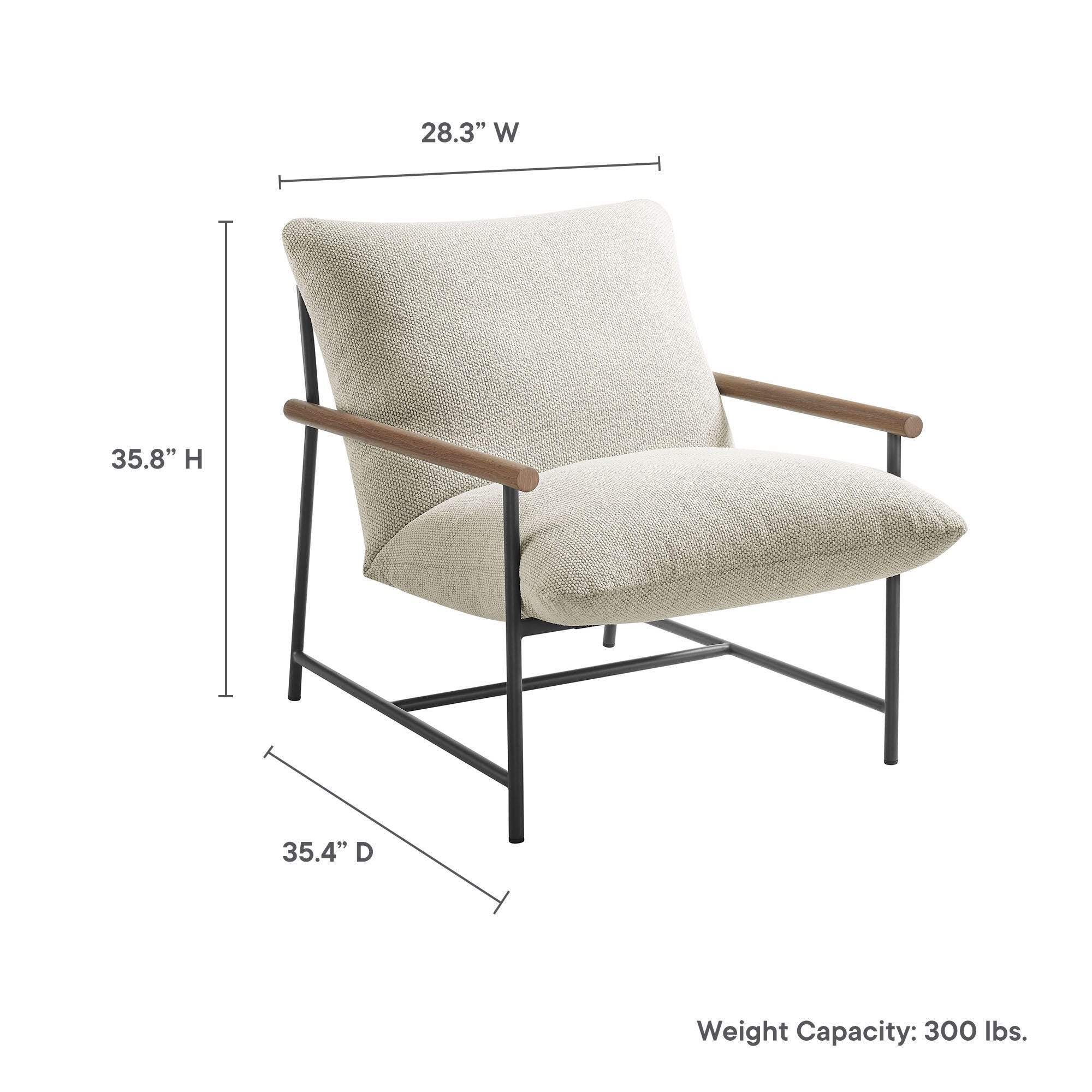 Modway Raya Outdoor Lounge Chair, Ivory, large