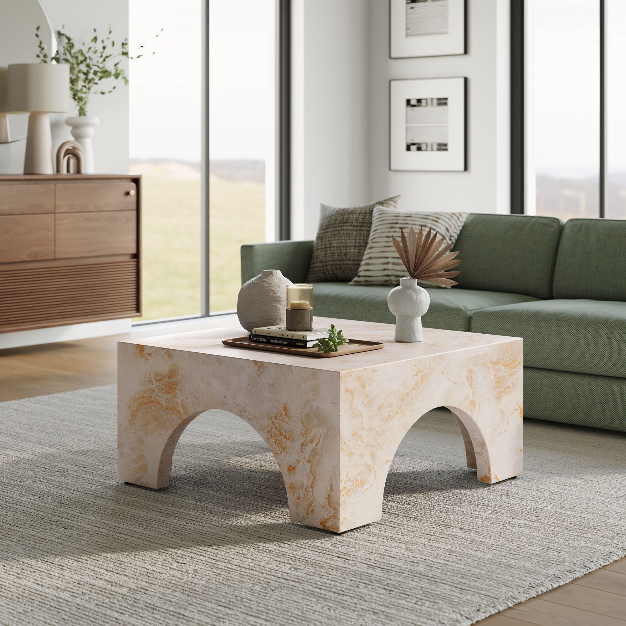Modway Valen Outdoor Coffee Table, Honey, large