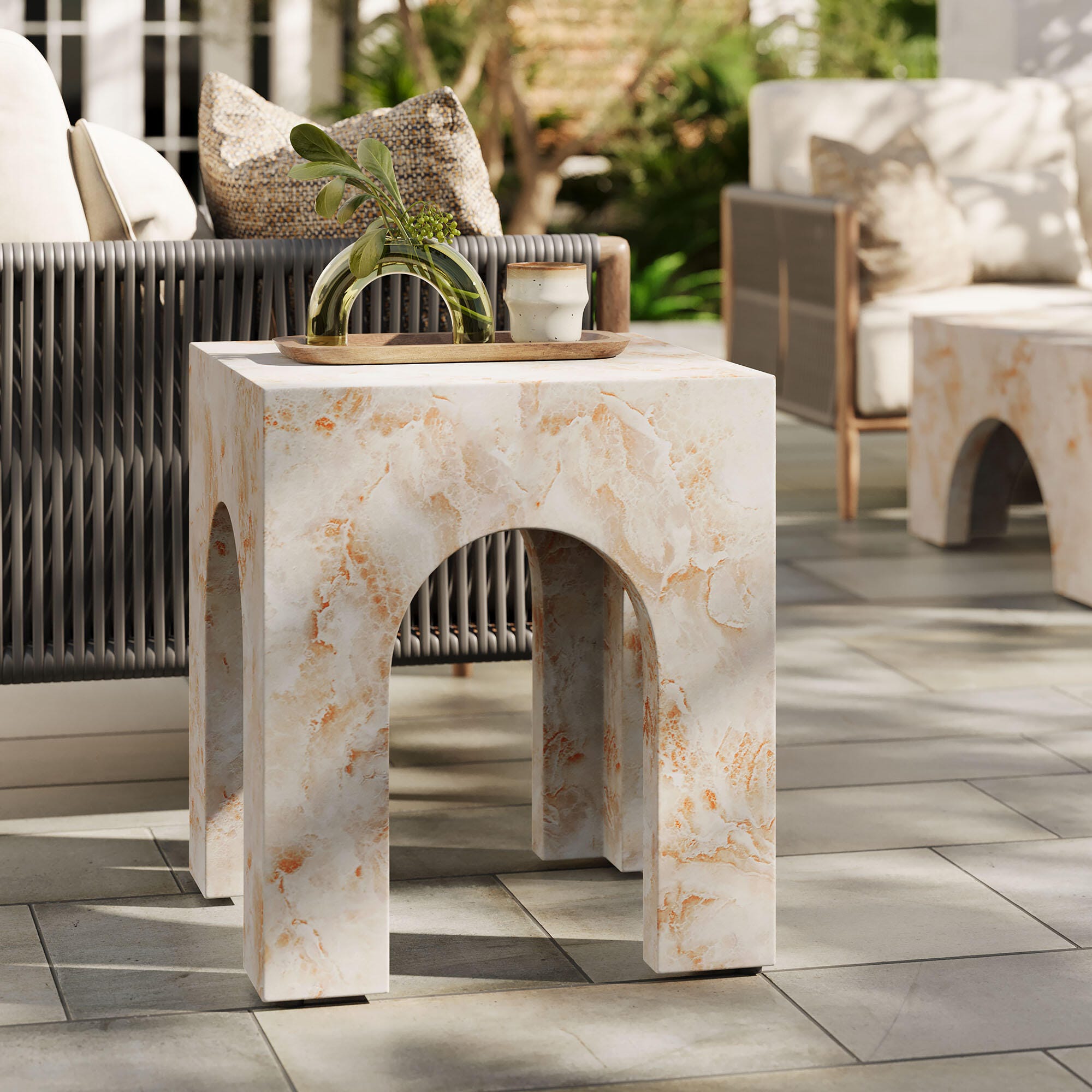 Modway Valen Outdoor Side Table, Honey, large
