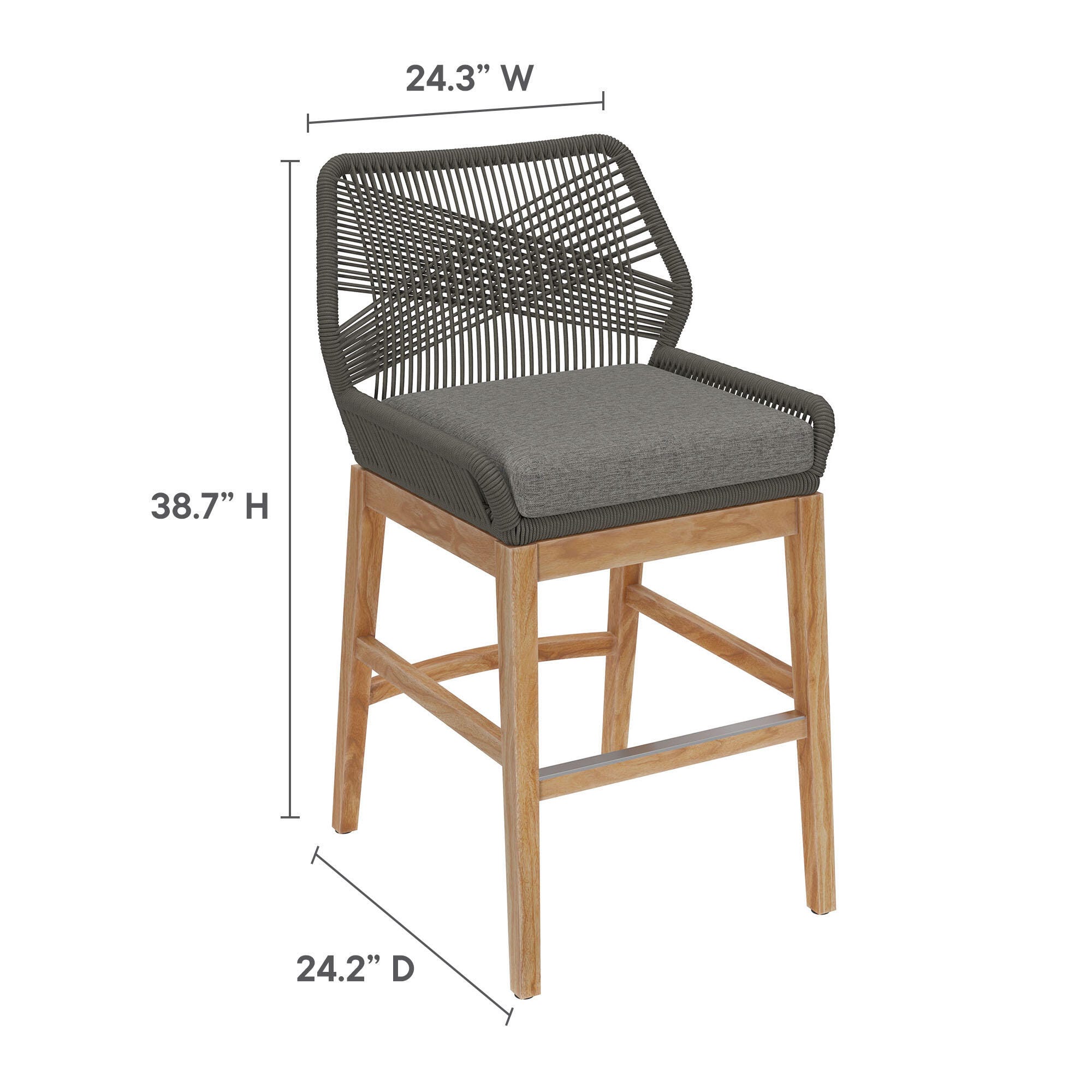 Modway Wellspring Outdoor Counter Stool, Gray, large