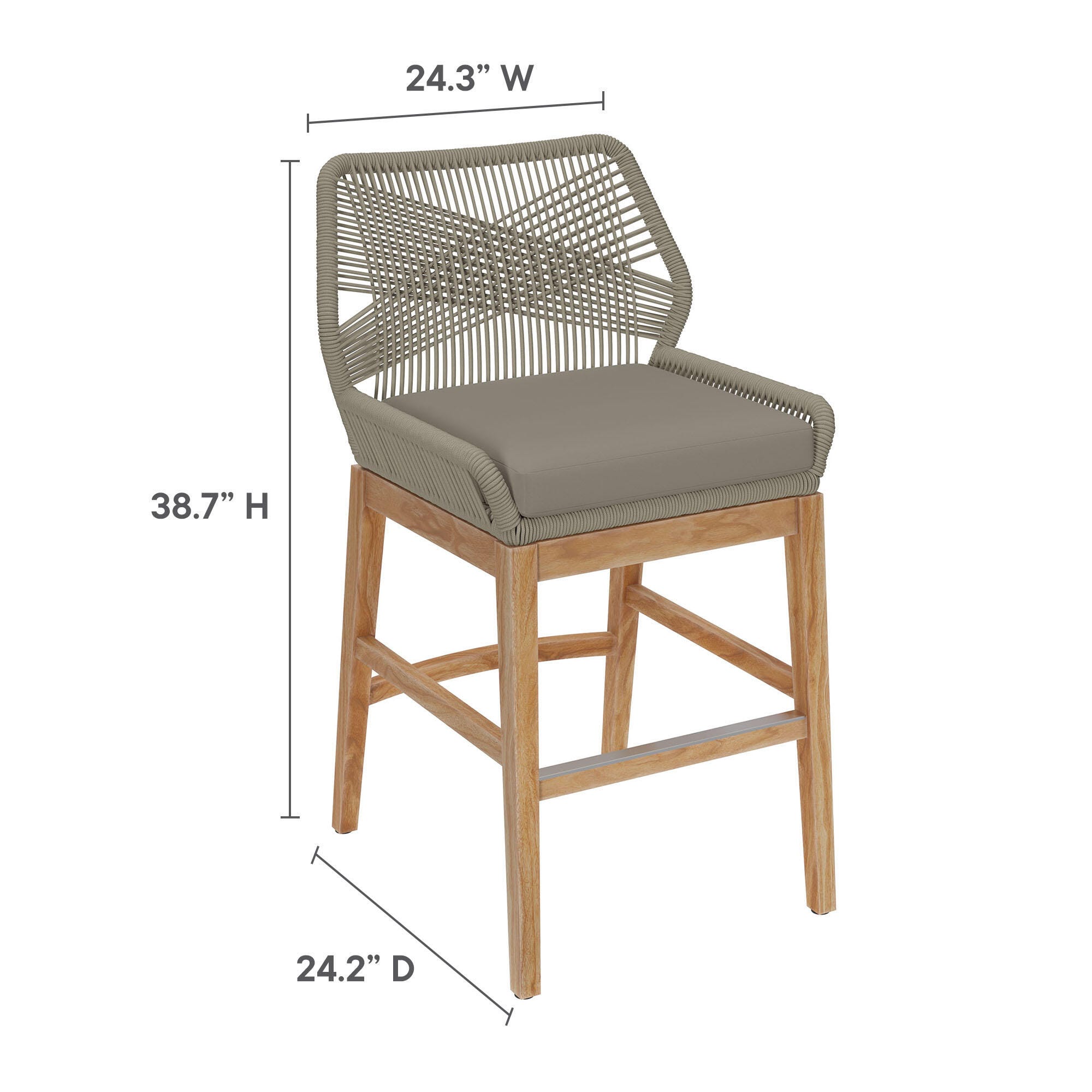 Modway Wellspring Outdoor Counter Stool, Greige, large