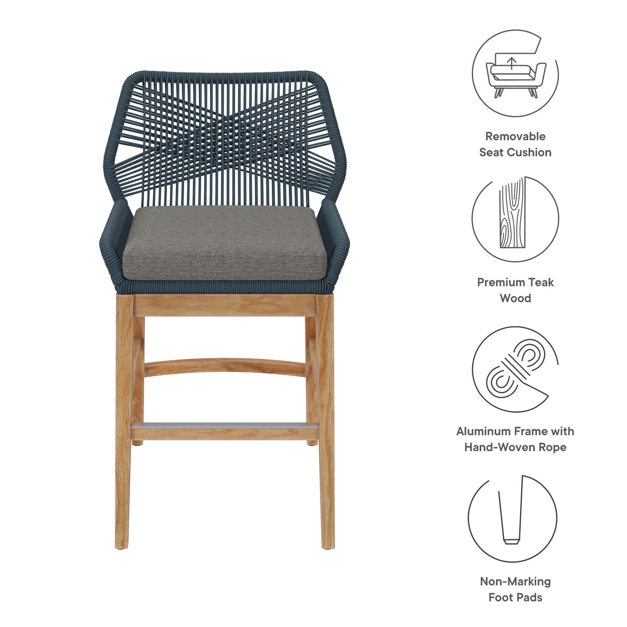 Modway Wellspring Outdoor Counter Stool, Blue, large