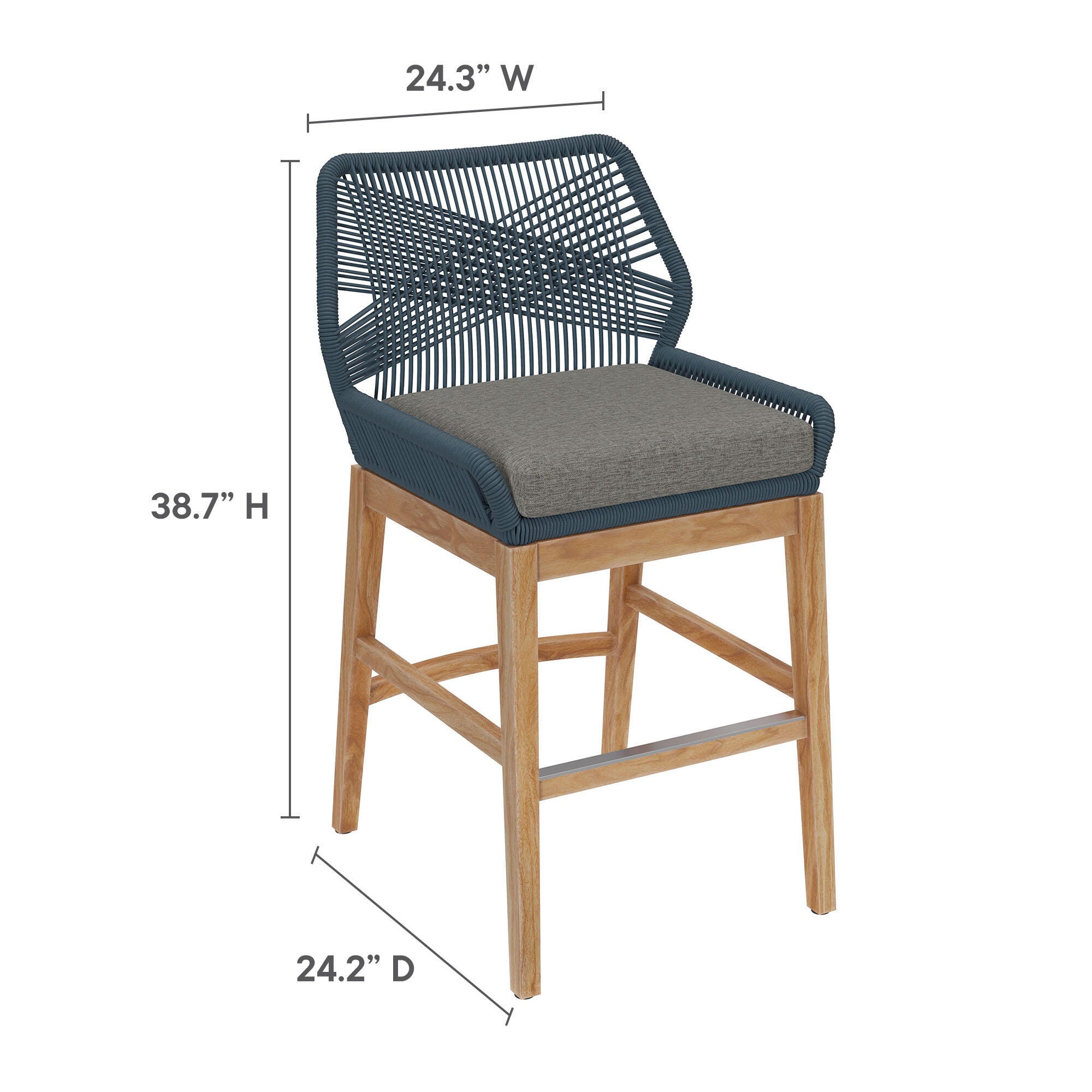Modway Wellspring Outdoor Counter Stool, Blue, large