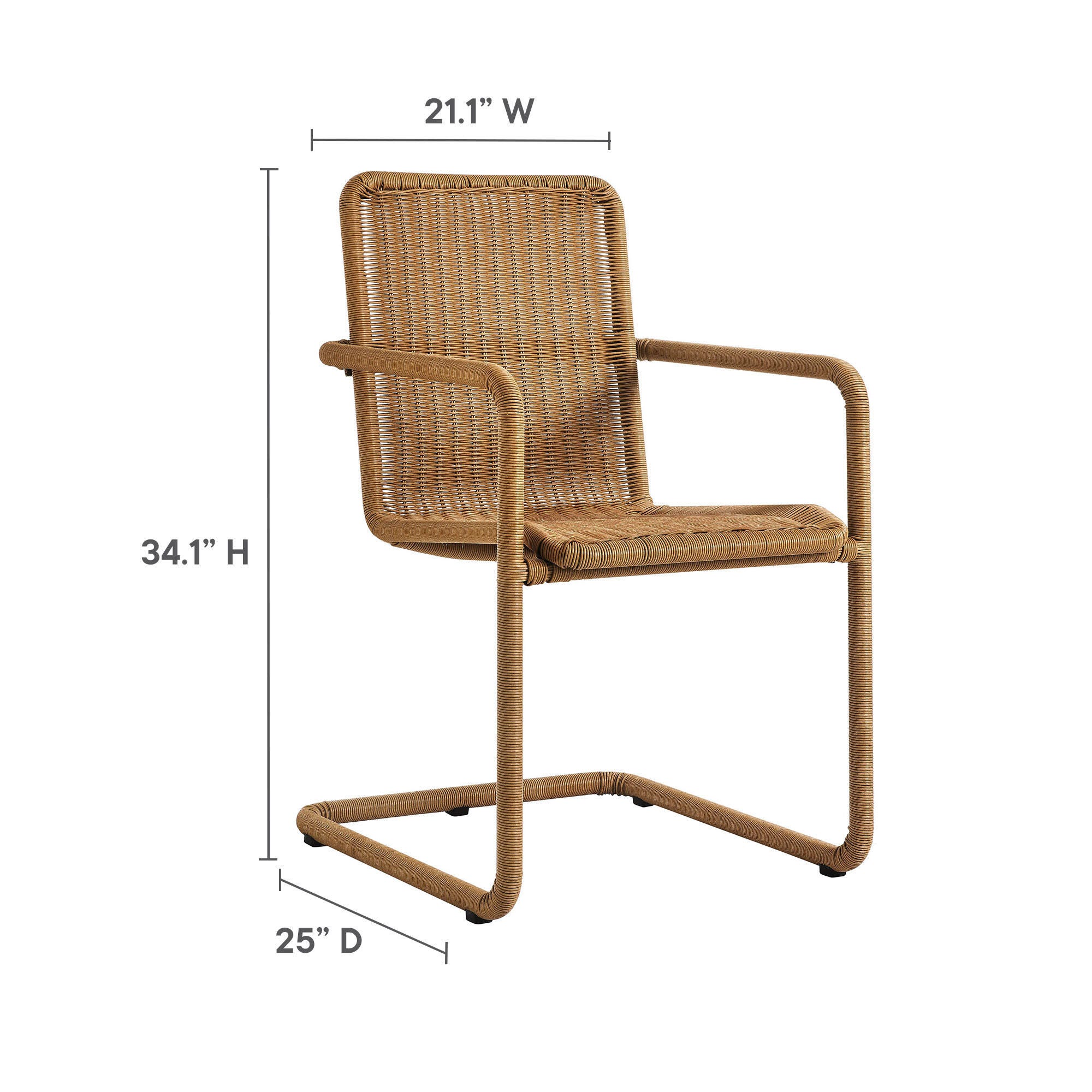 Modway Abacus Outdoor Dining Chair (Set of 2), Natural, large