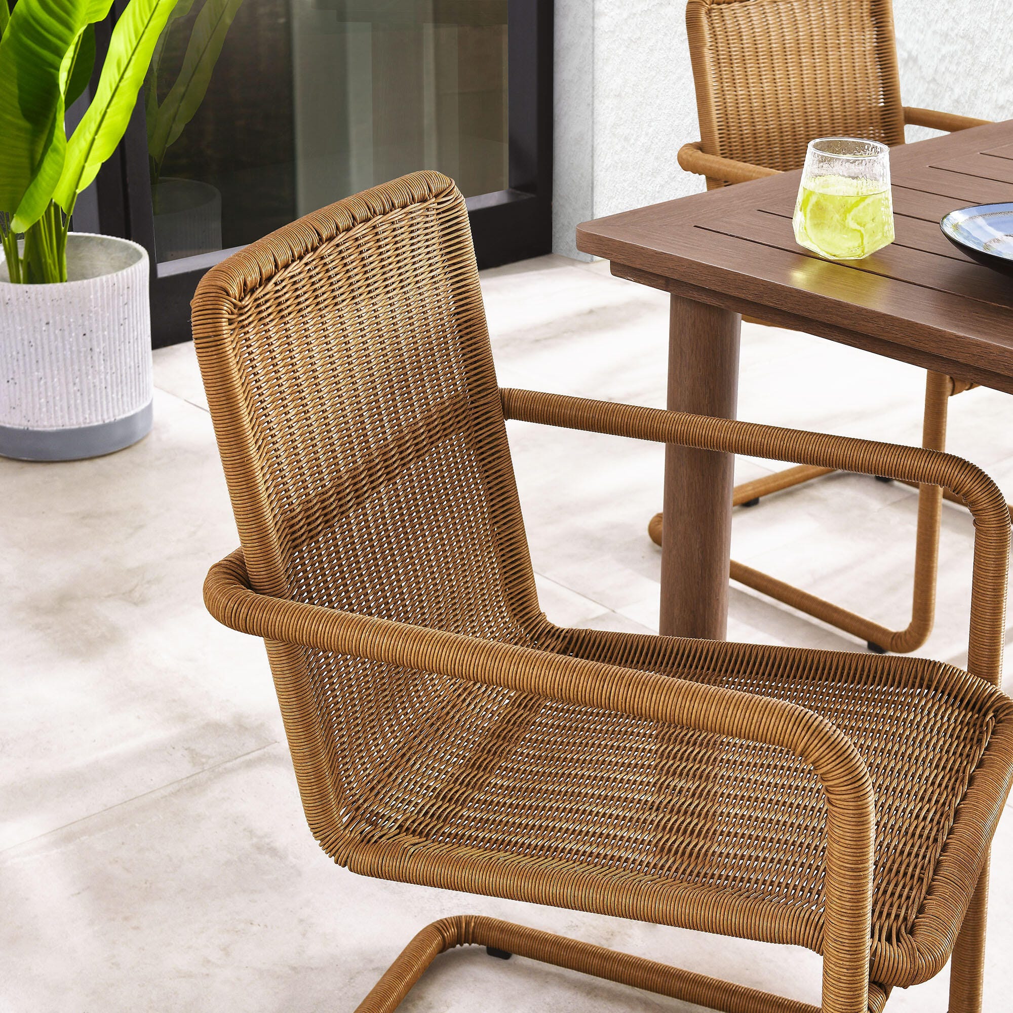 Modway Abacus Outdoor Dining Chair (Set of 2), Natural, large
