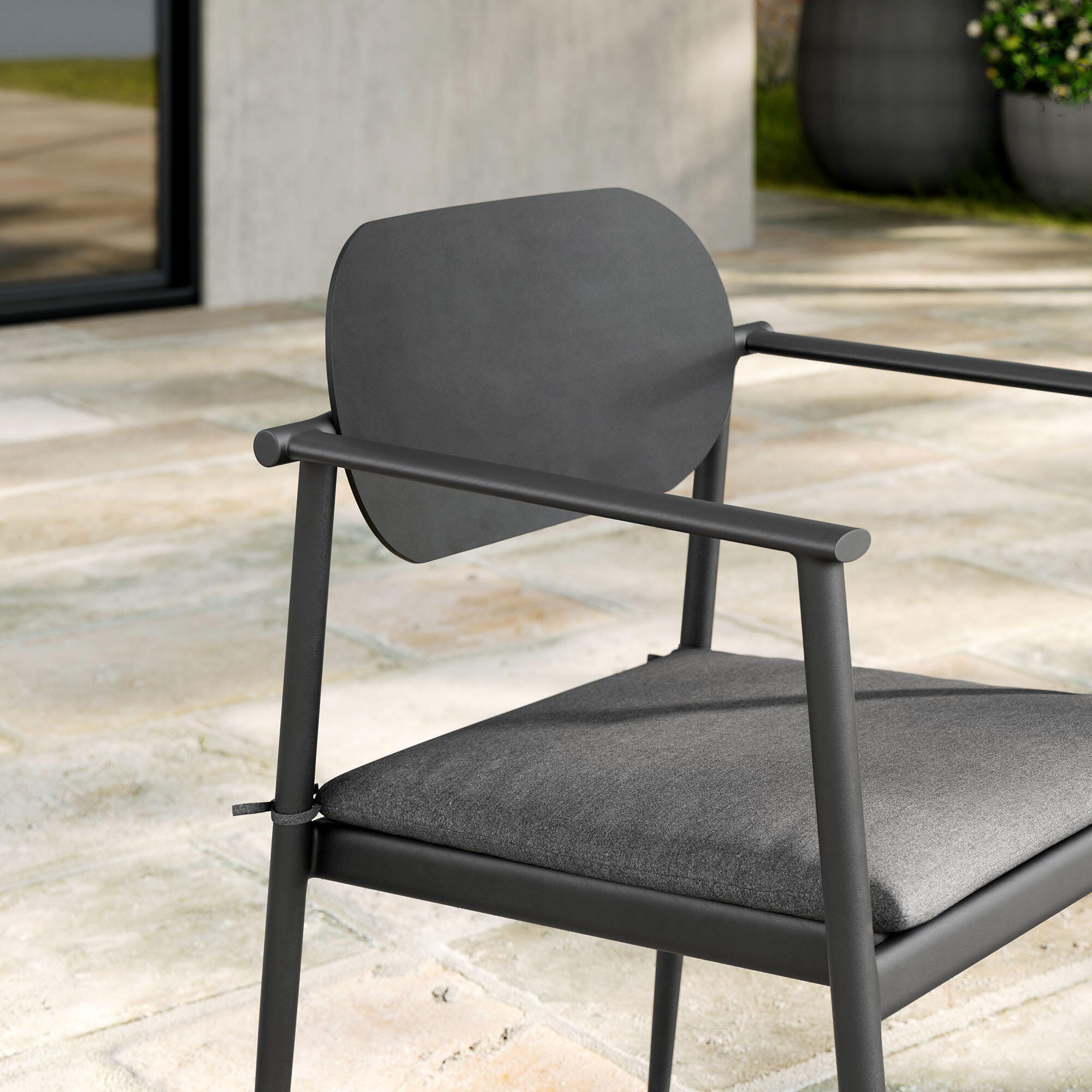 Modway Aeris Outdoor Dining Chair (Set of 2), Charcoal, large