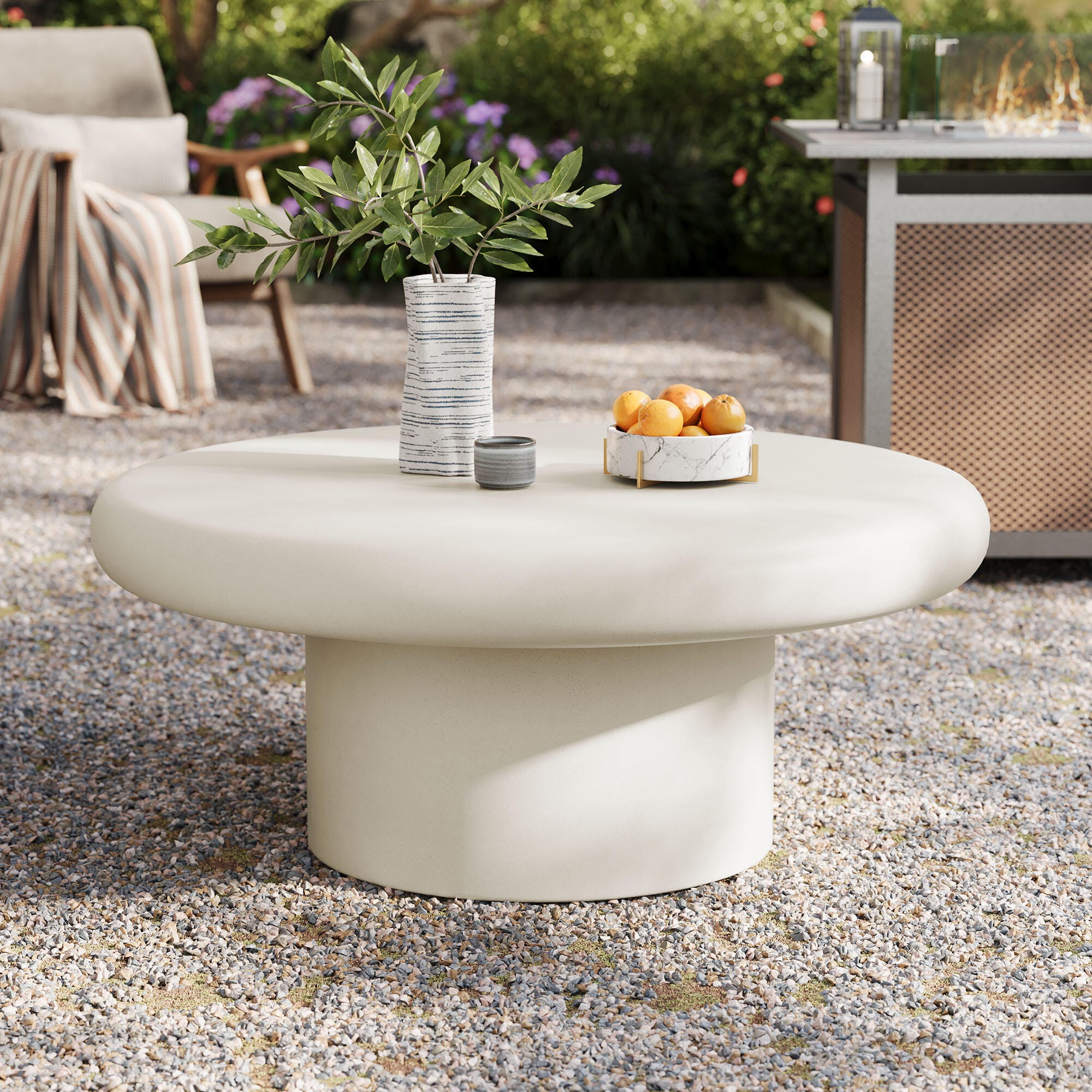 Modway Argos Outdoor Coffee Table, White, large