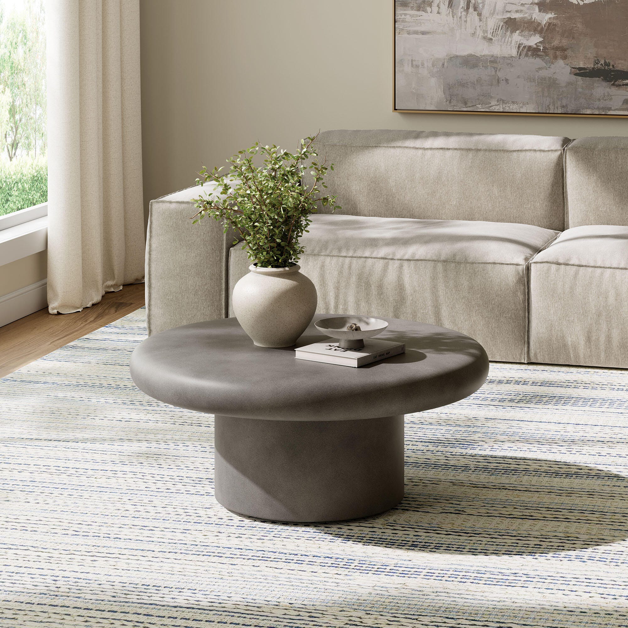 Modway Argos Outdoor Coffee Table, Gray, large