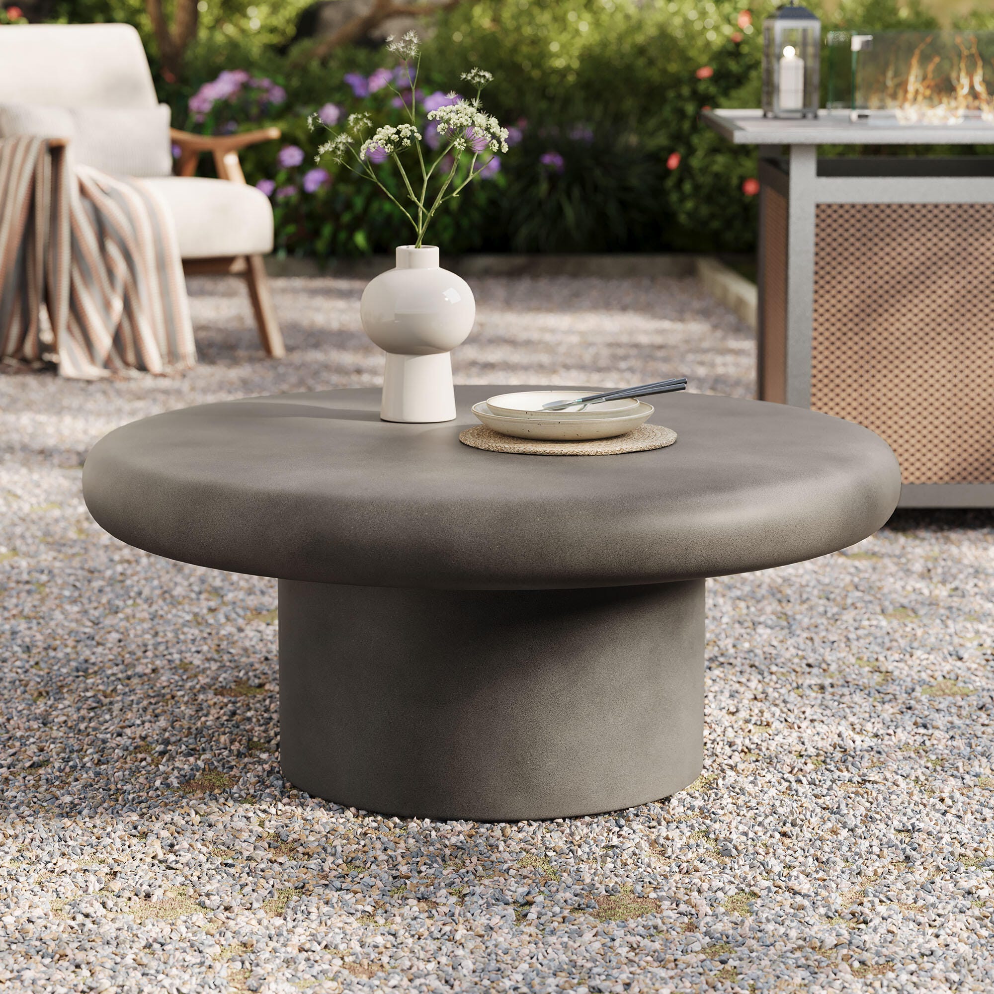 Modway Argos Outdoor Coffee Table, Gray, large