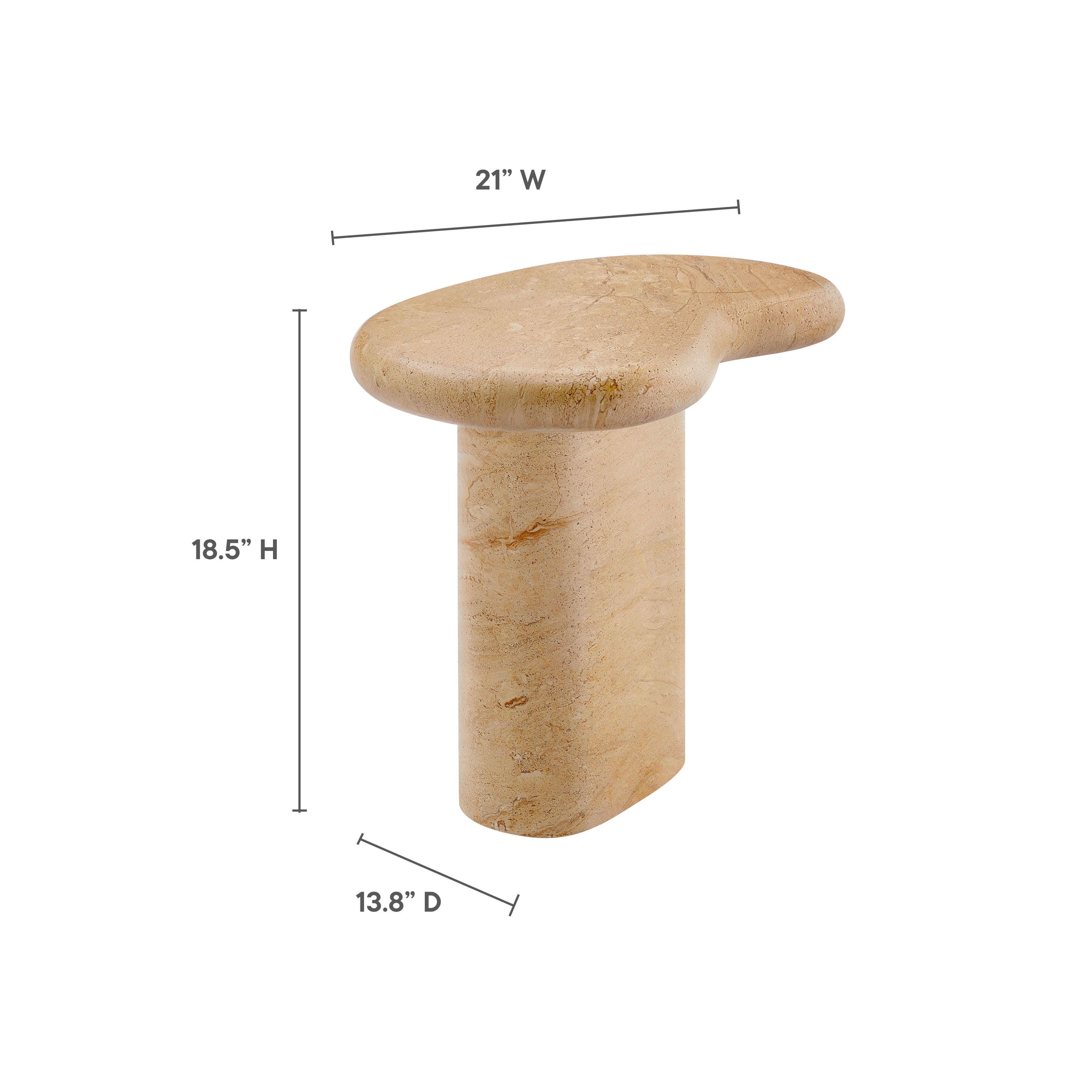 Modway Elowen Outdoor Side Table, Travertine, large