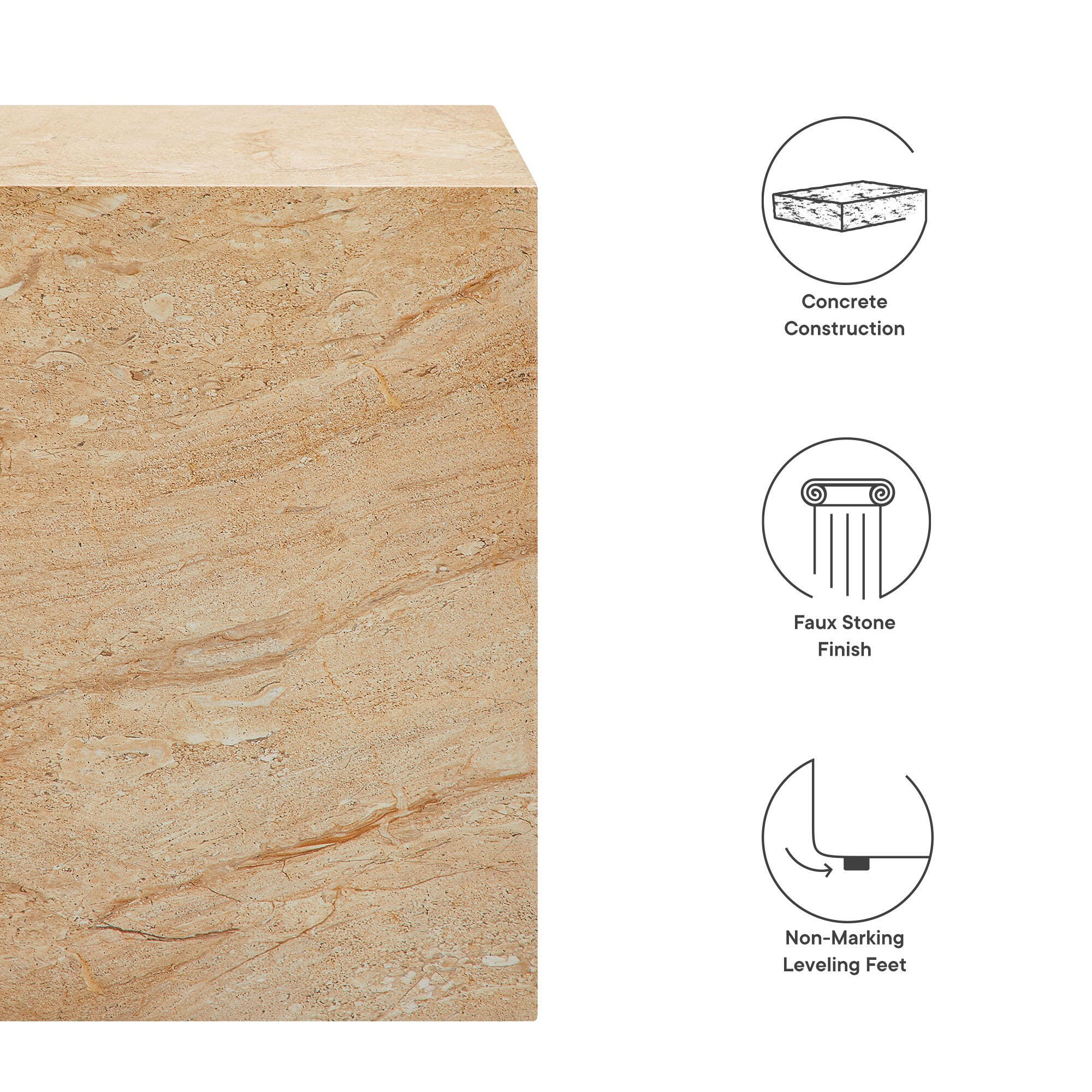 Modway Jordana Outdoor Side Table, Travertine, large