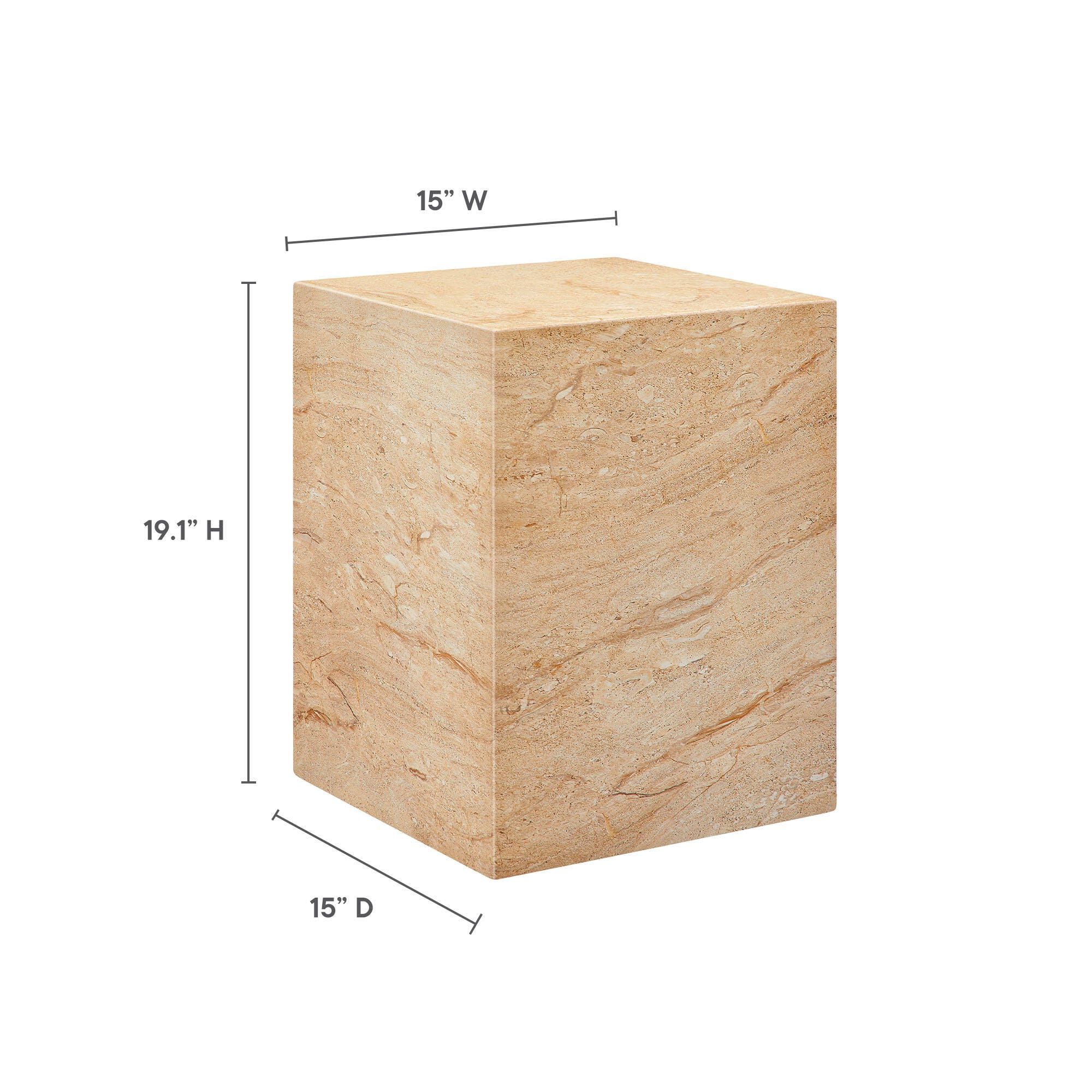Modway Jordana Outdoor Side Table, Travertine, large