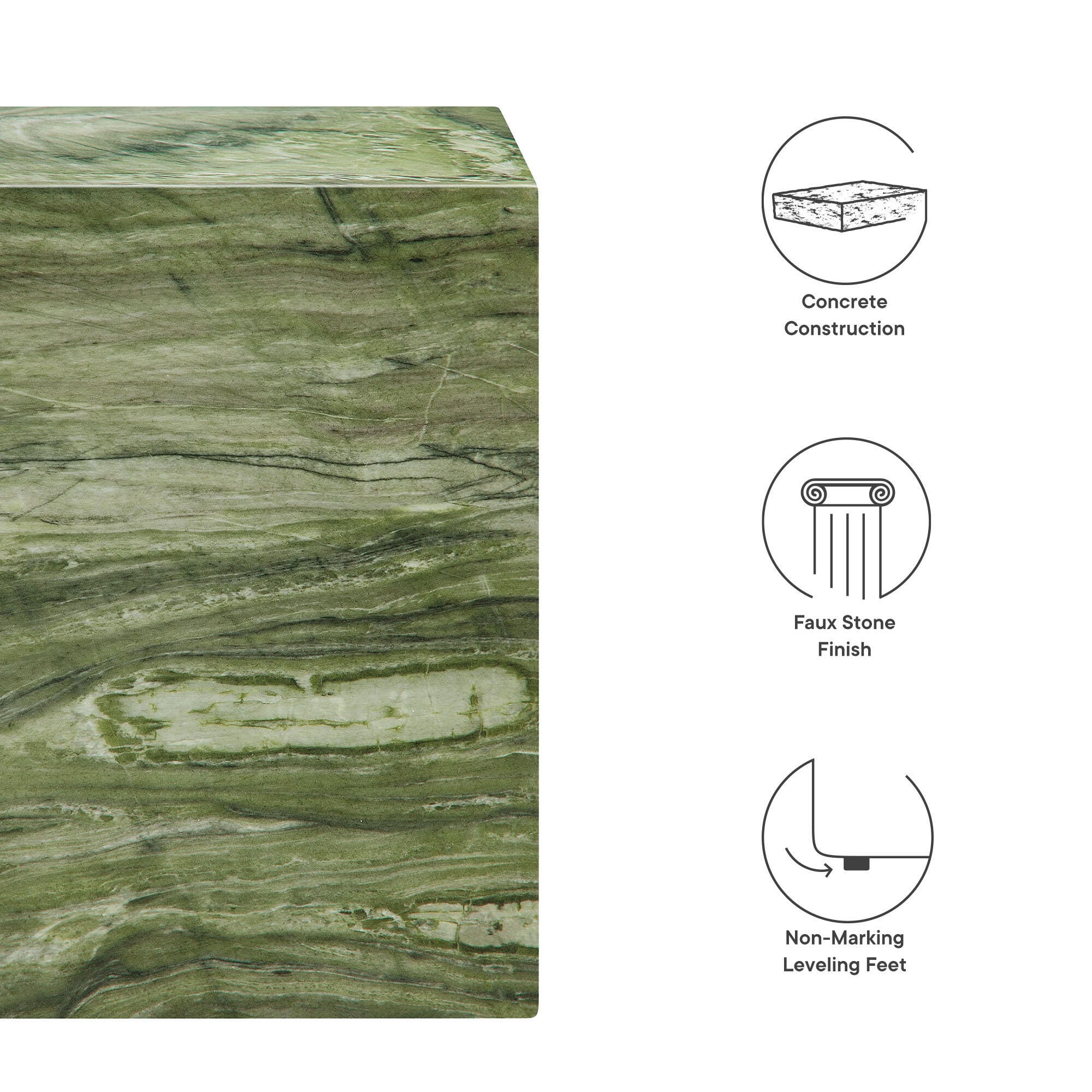 Modway Jordana Outdoor Side Table, Green/Marble, large