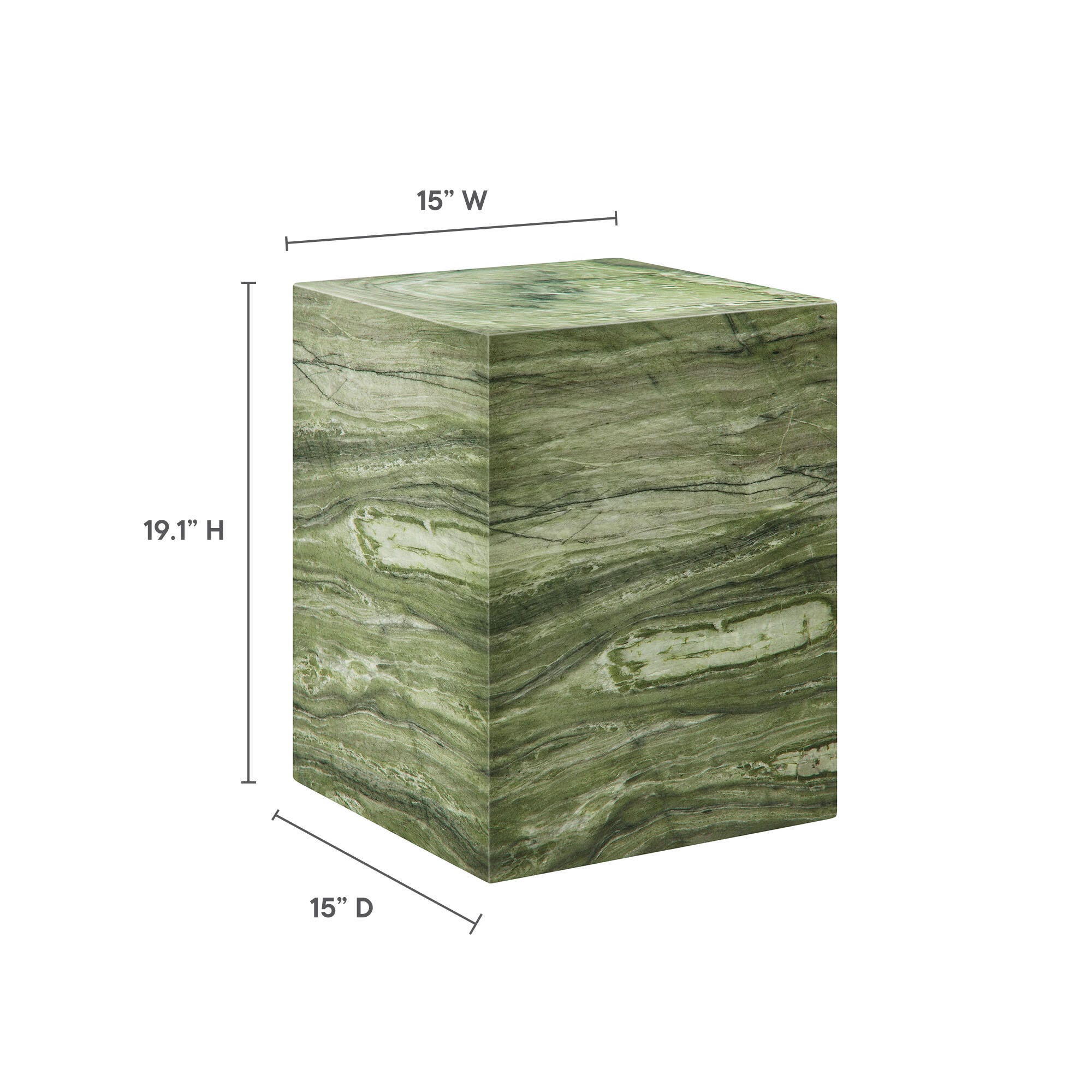 Modway Jordana Outdoor Side Table, Green/Marble, large