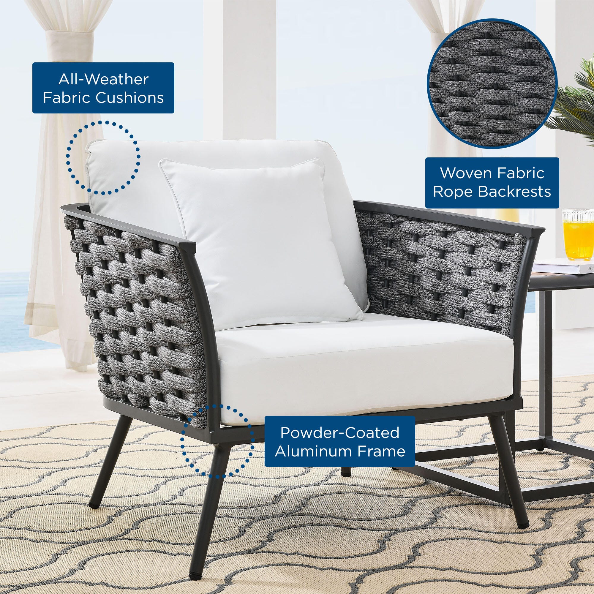 Modway Stance Outdoor Lounge Chair, Gray/White, large