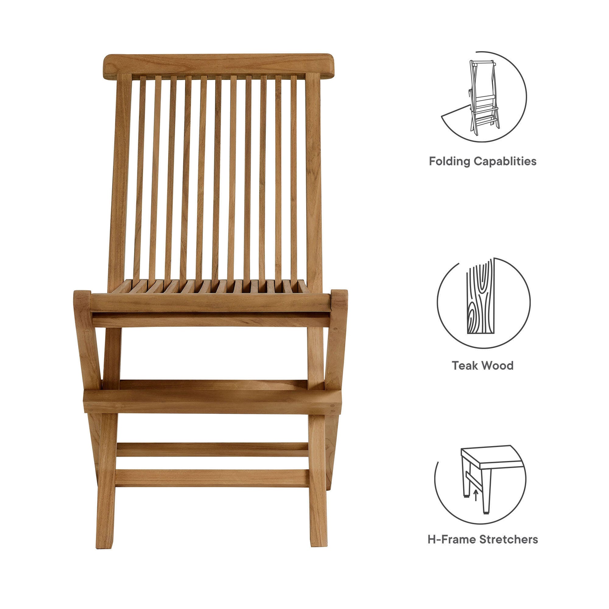 Modway Vienna Outdoor Folding Dining Chair (Set of 4), , large
