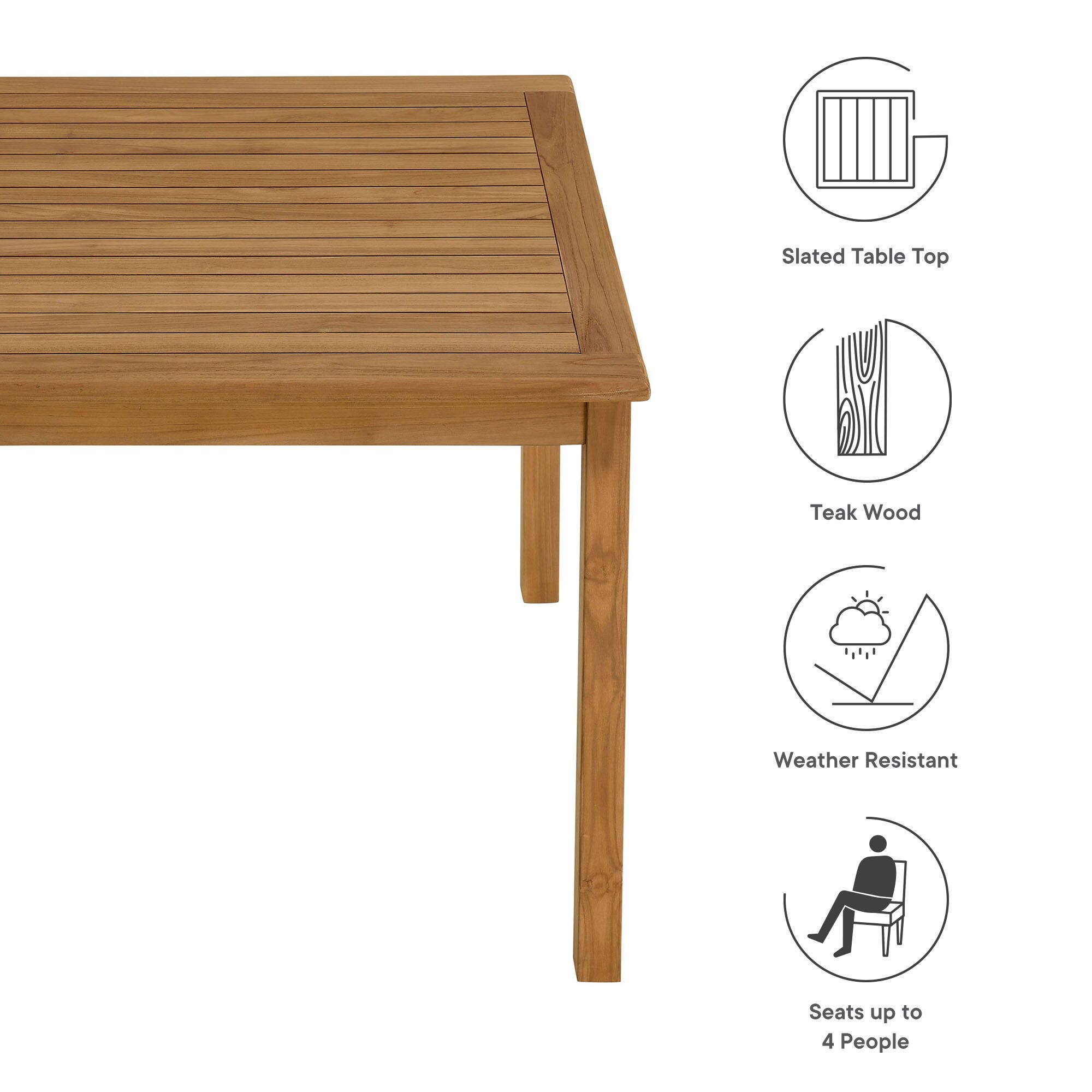 Modway Vienna Outdoor Patio Dining Table, , large