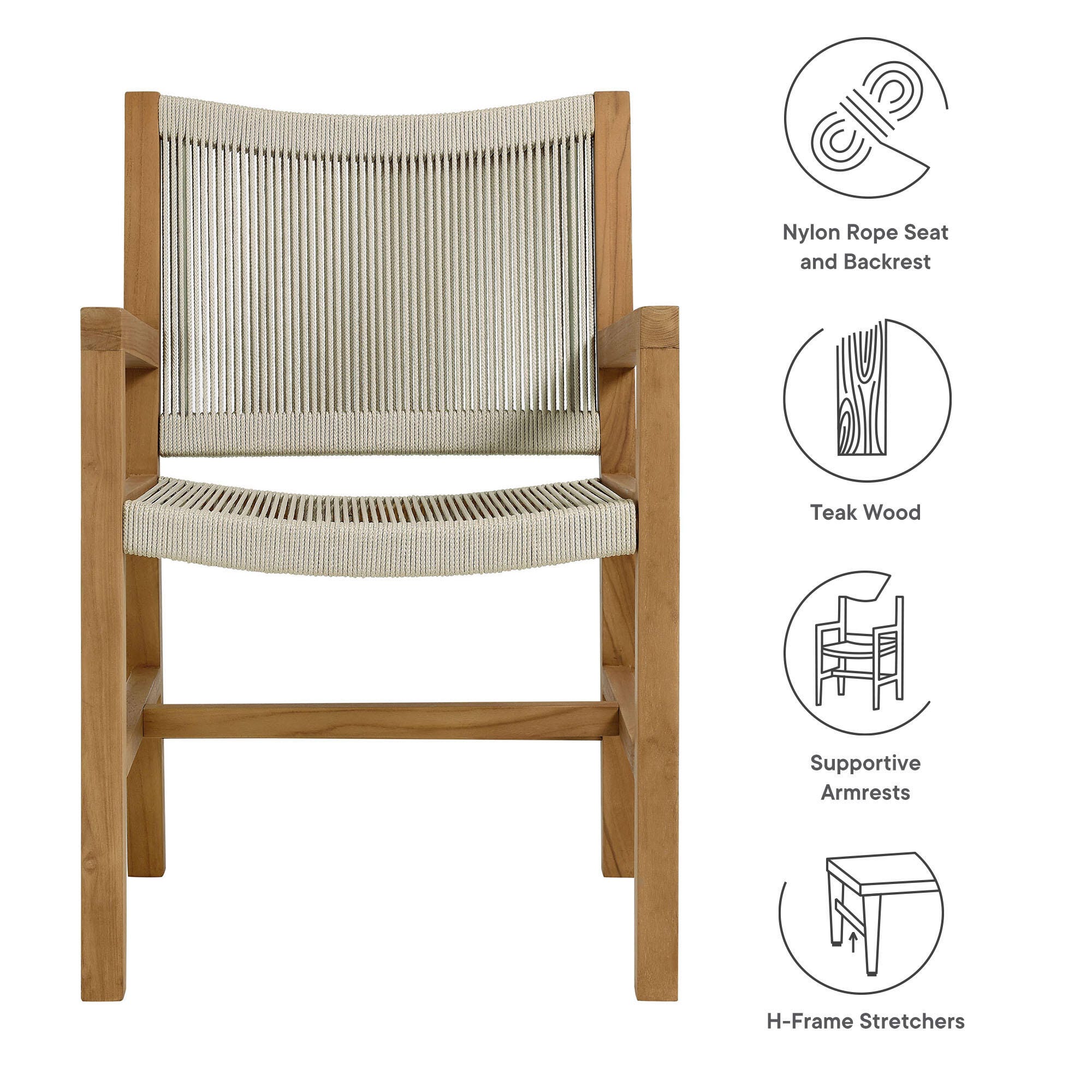 Modway Vienna Outdoor Rope Dining Armchair (Set of 2), , large