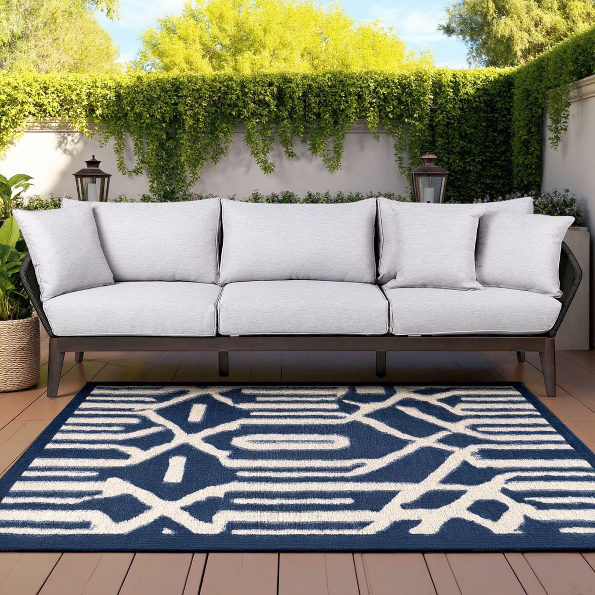 Armen Living Athos Outdoor Sofa, Black, large