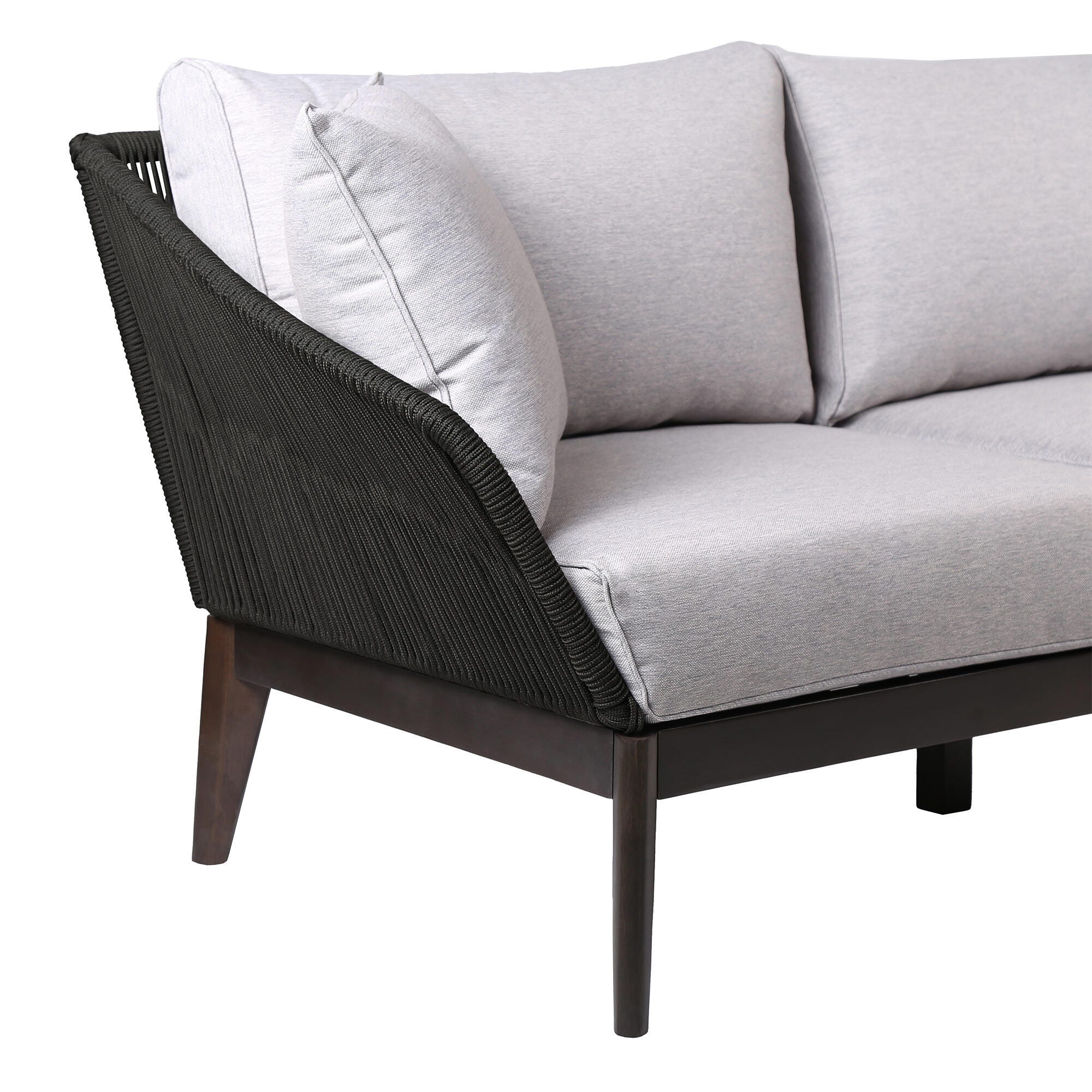 Armen Living Athos Outdoor Sofa, Black, large