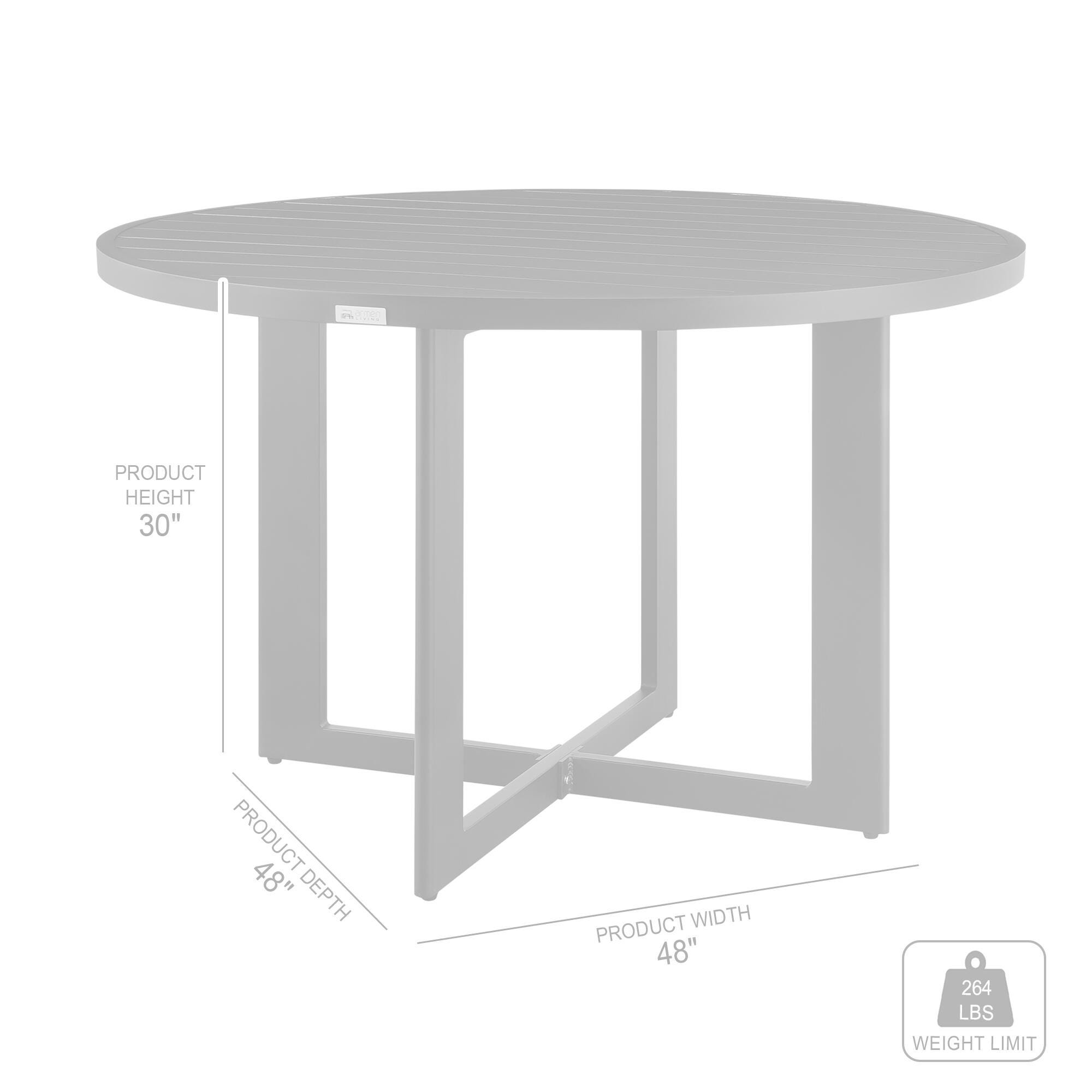 Armen Living Cayman Outdoor Round Dining Table, , large