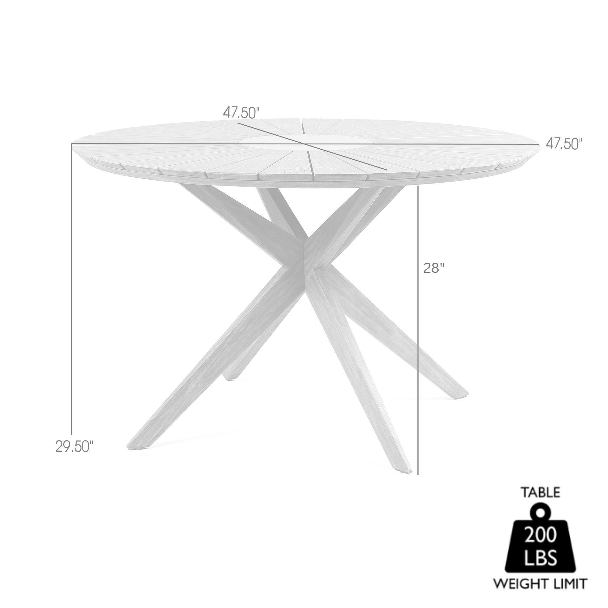 Armen Living Oasis Outdoor Dining Table, , large
