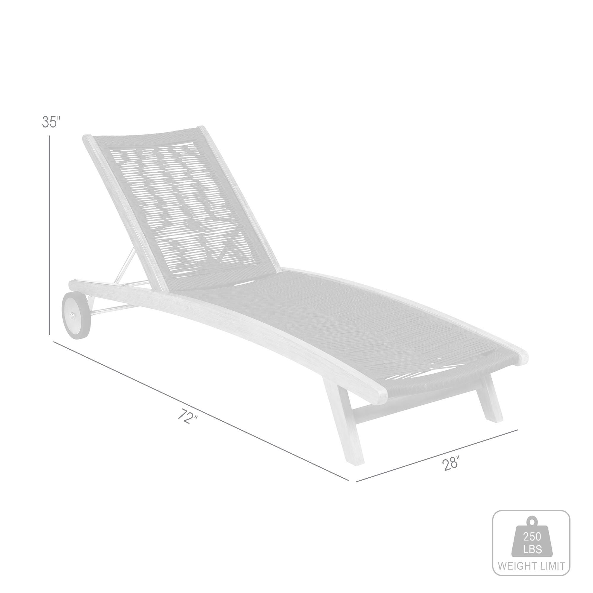Armen Living Odette Outdoor Chaise Lounge Chair, Gray, large