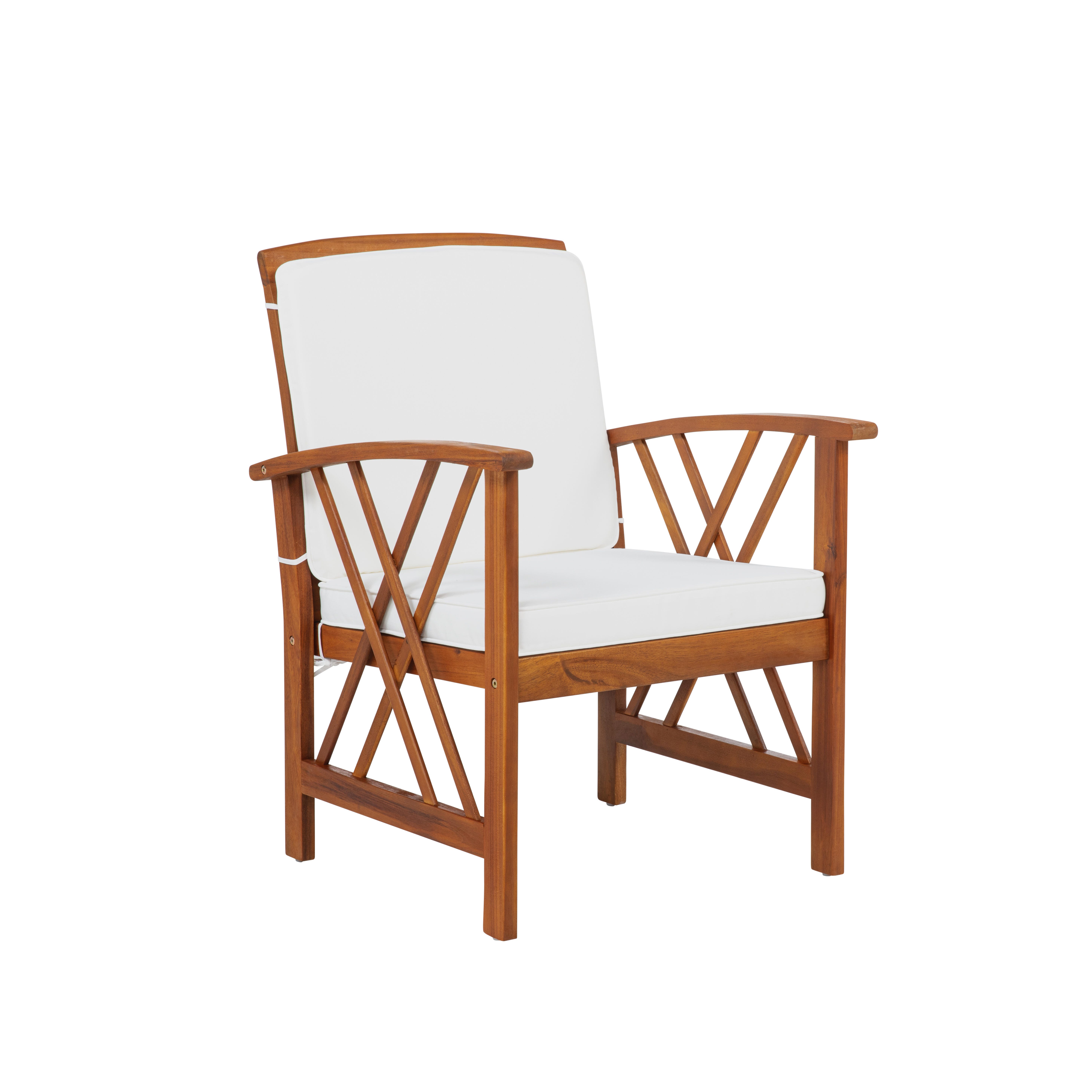 Linon Walton Outdoor Bench and 2 Armchairs with Coffee Table, , large