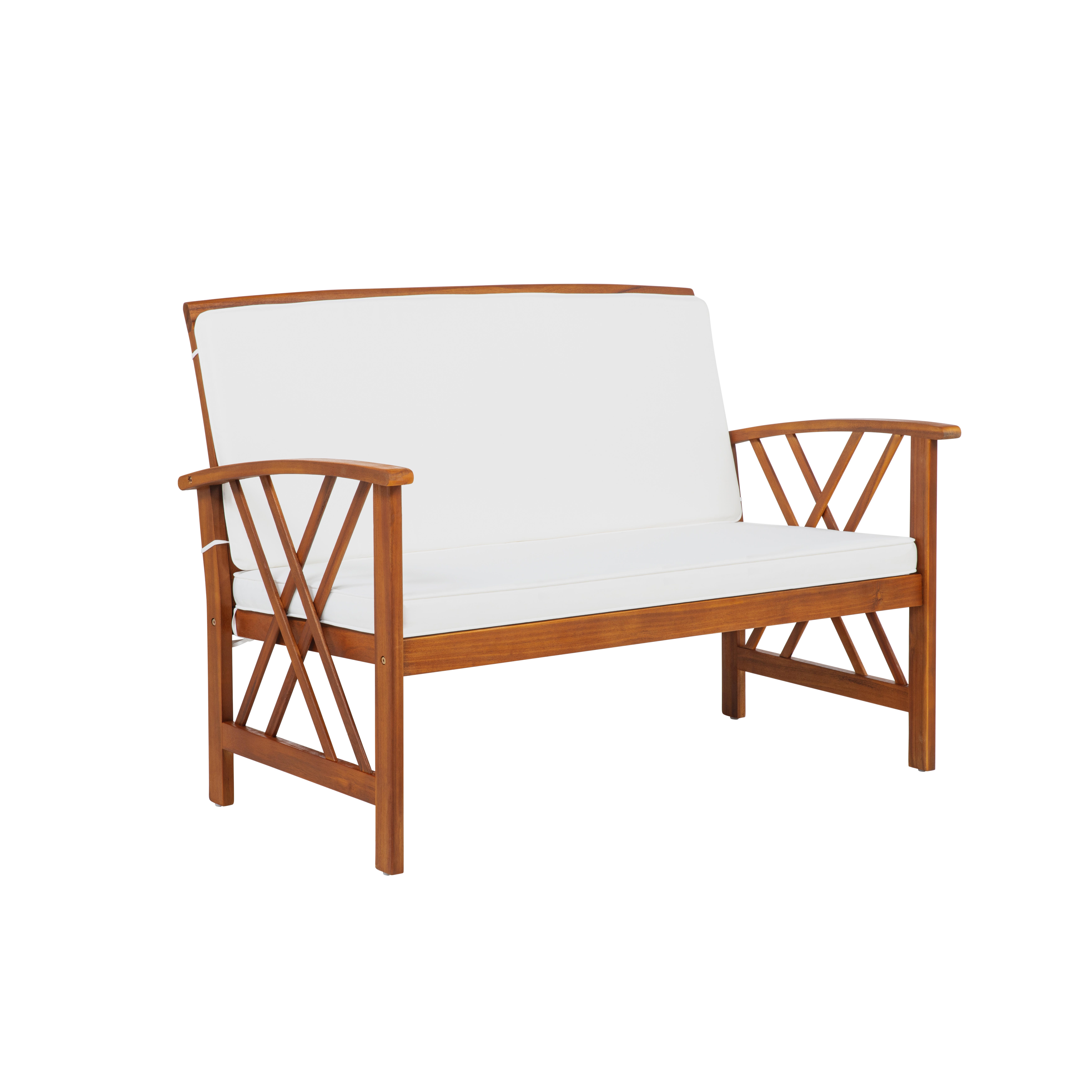 Linon Walton Outdoor Bench and 2 Armchairs with Coffee Table, , large
