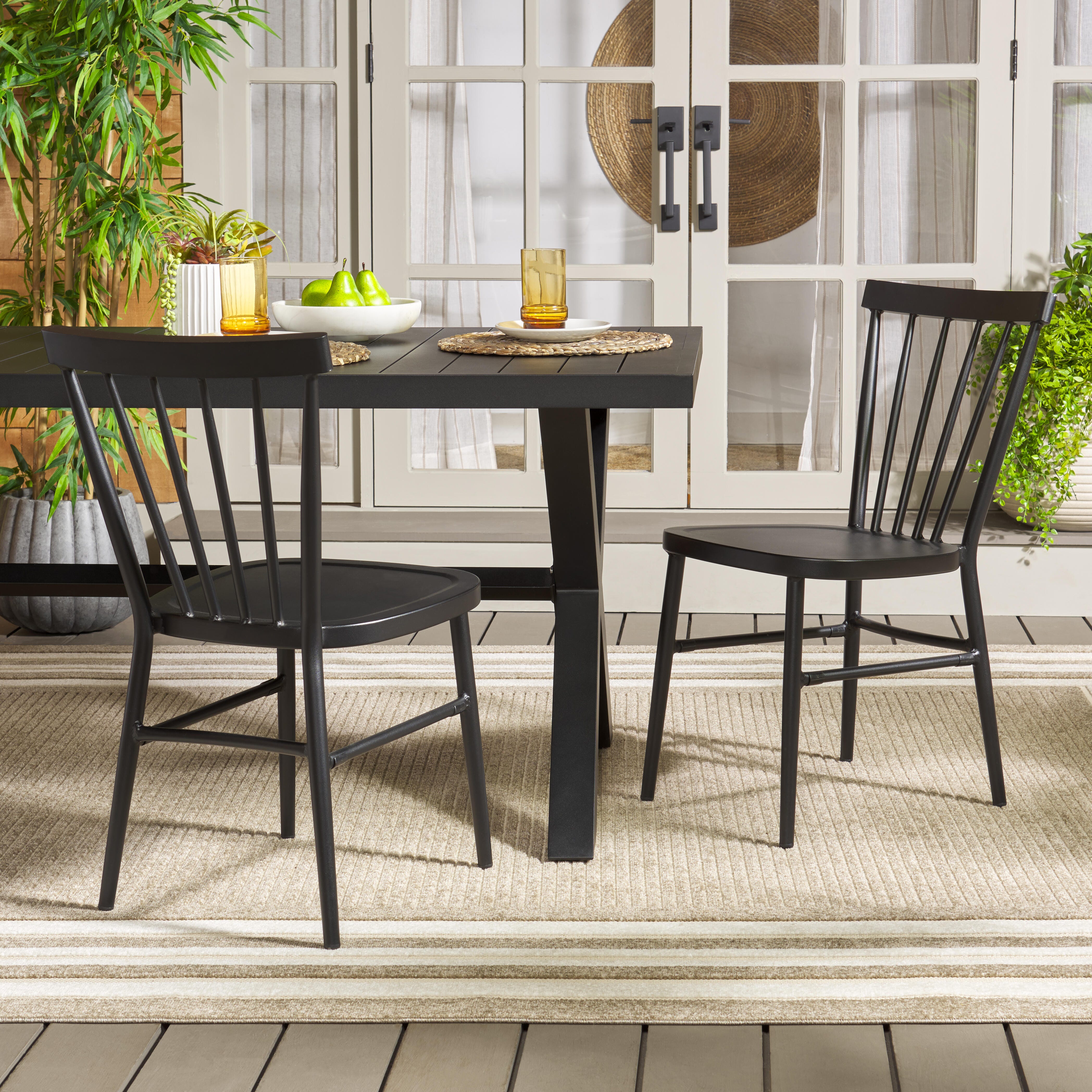Safavieh Core Outdoor Dining Chair (Set of 2), Black, large