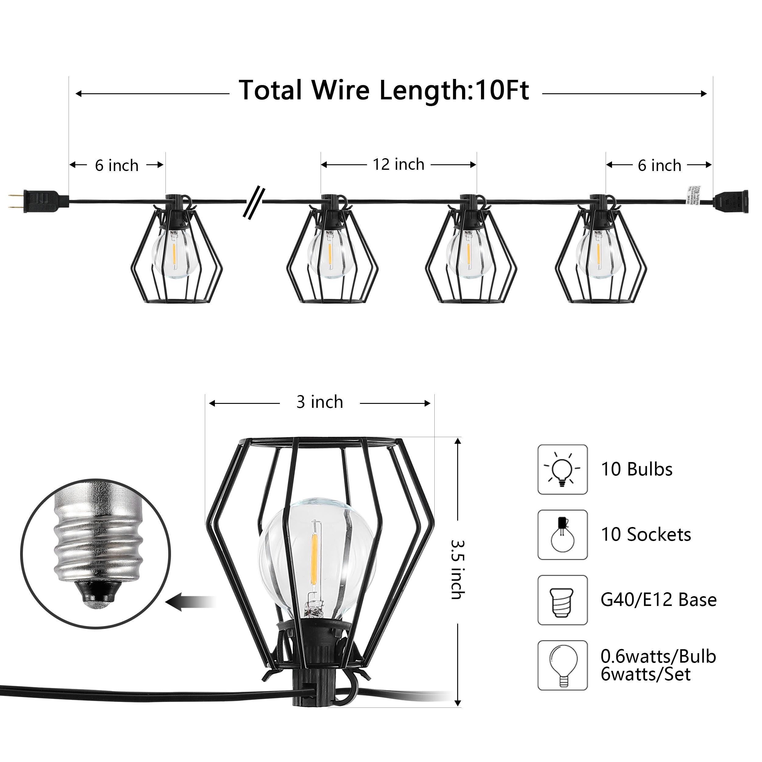 Safavieh Bowne Outdoor String Lights, , large