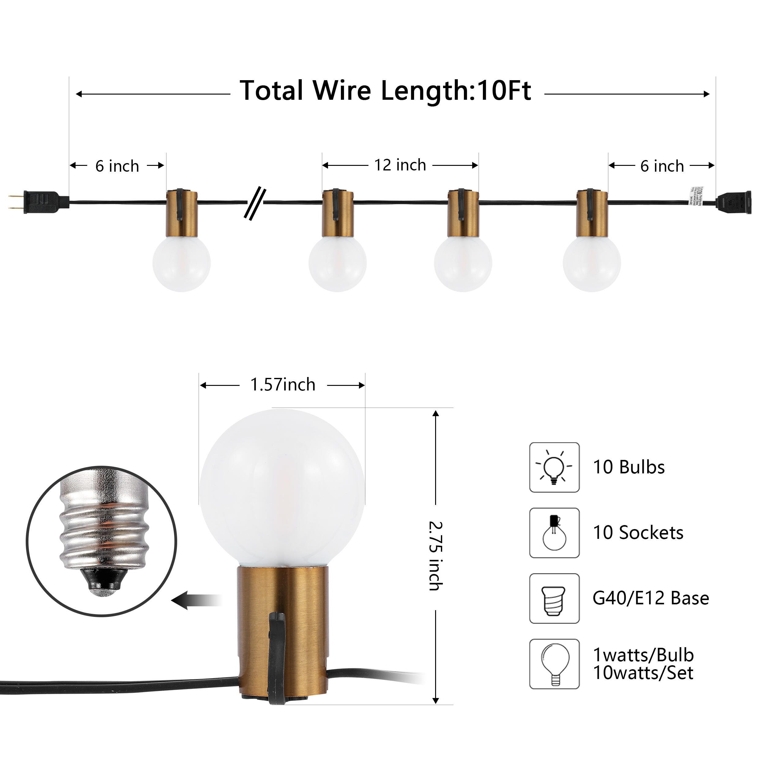 Safavieh Farrynn Outdoor String Lights, , large