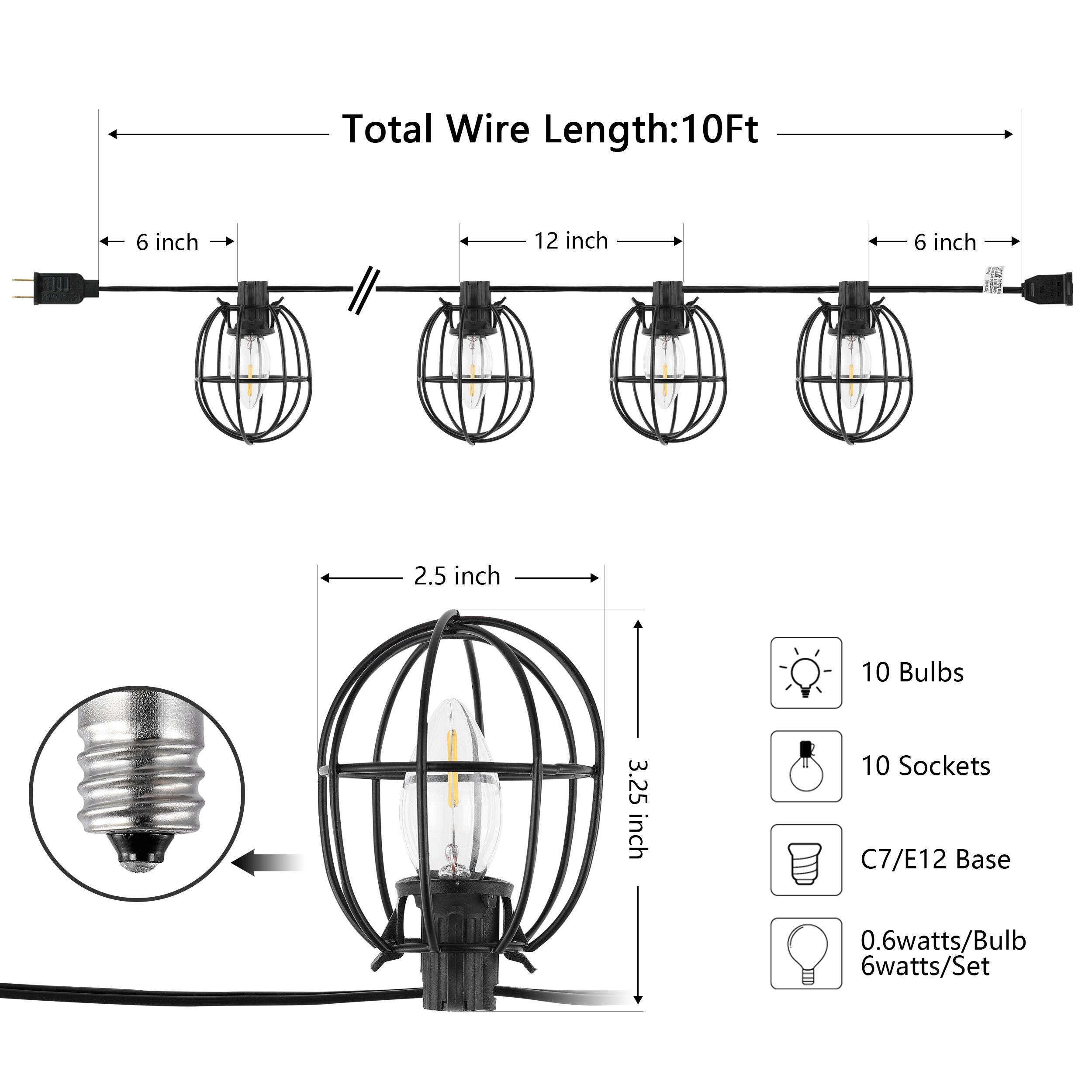 Safavieh Garnet Outdoor String Lights, , large