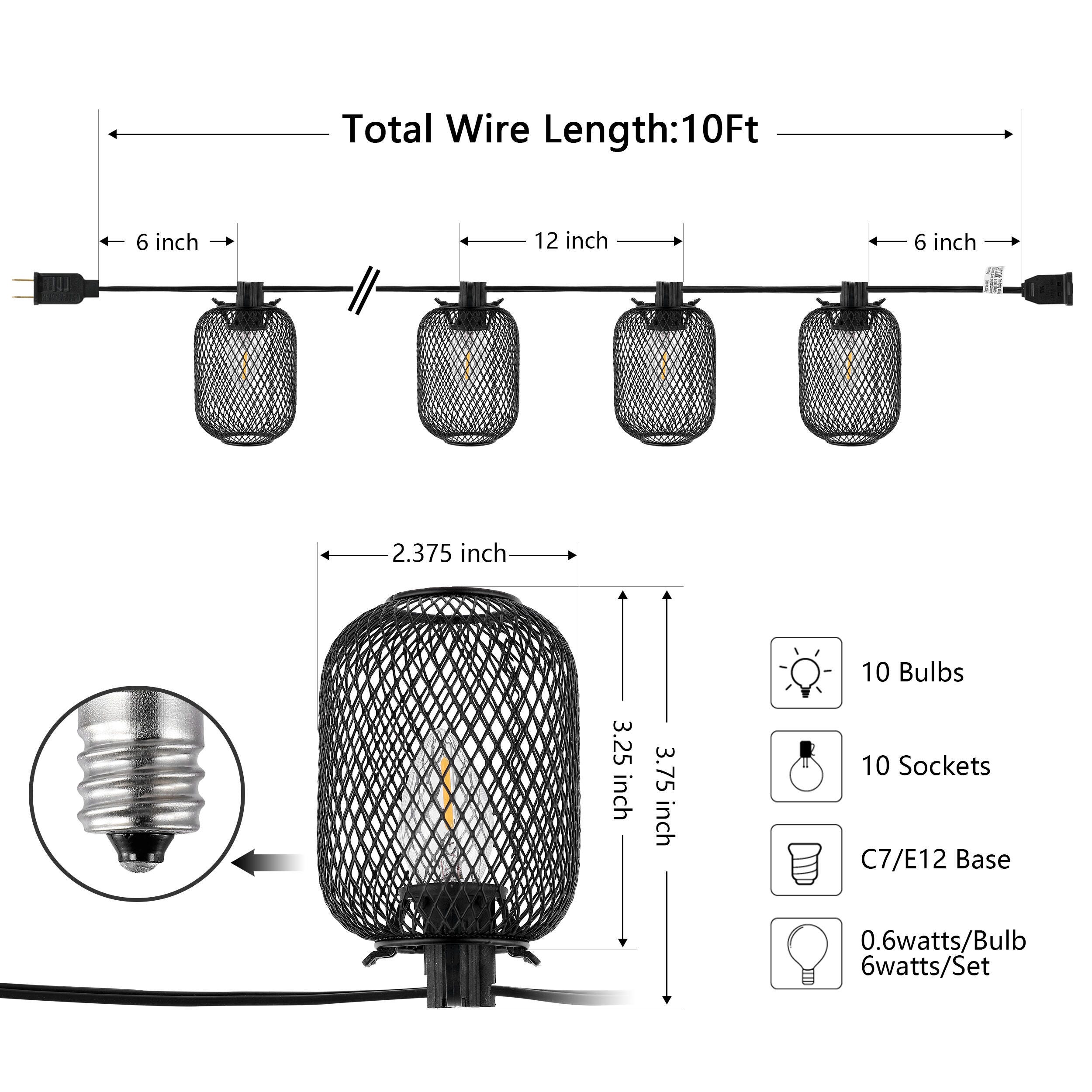 Safavieh Jepsen Outdoor String Lights, , large