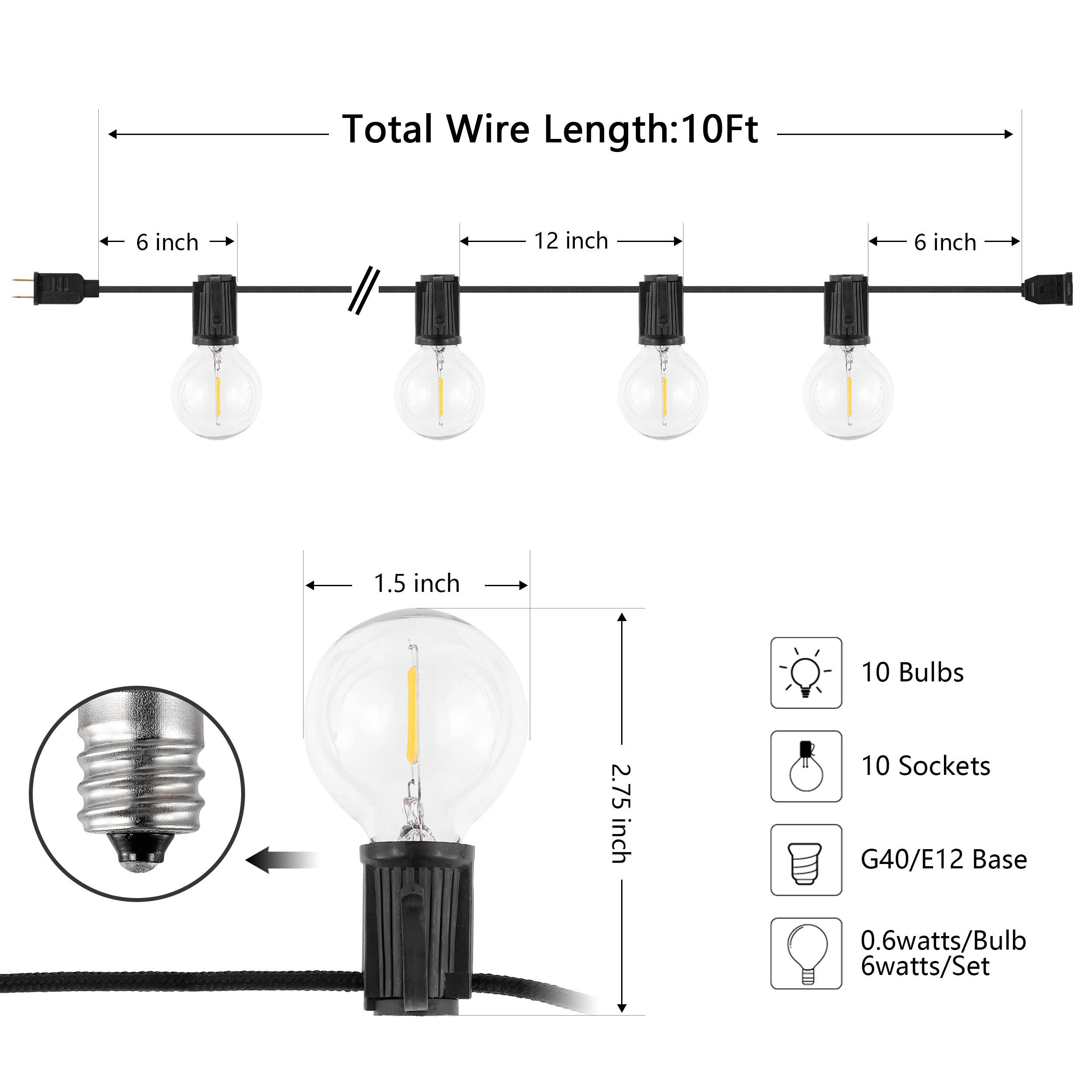 Safavieh Leigh Outdoor String Lights, , large