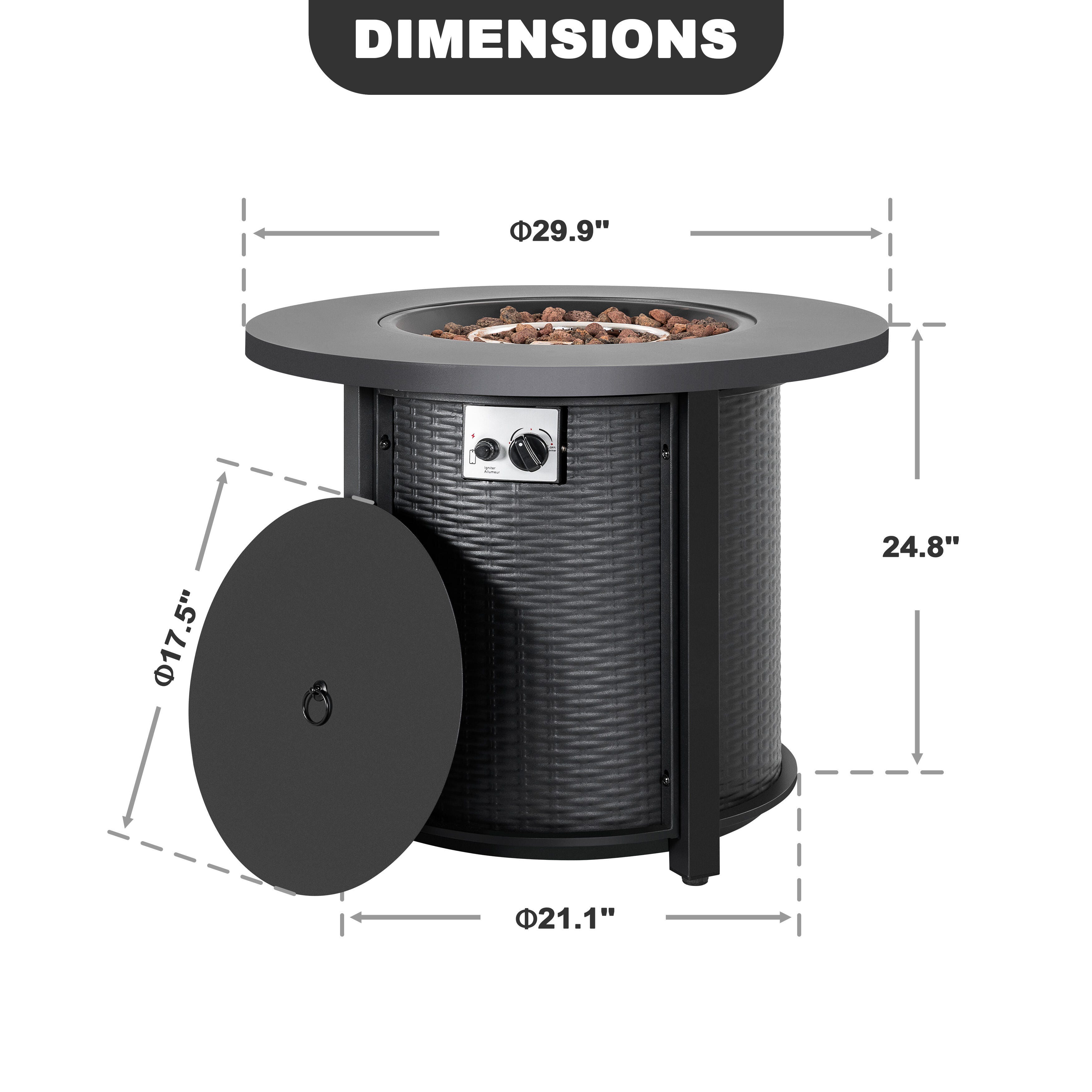 Nuu Garden Outdoor Round Fire Pit, , large