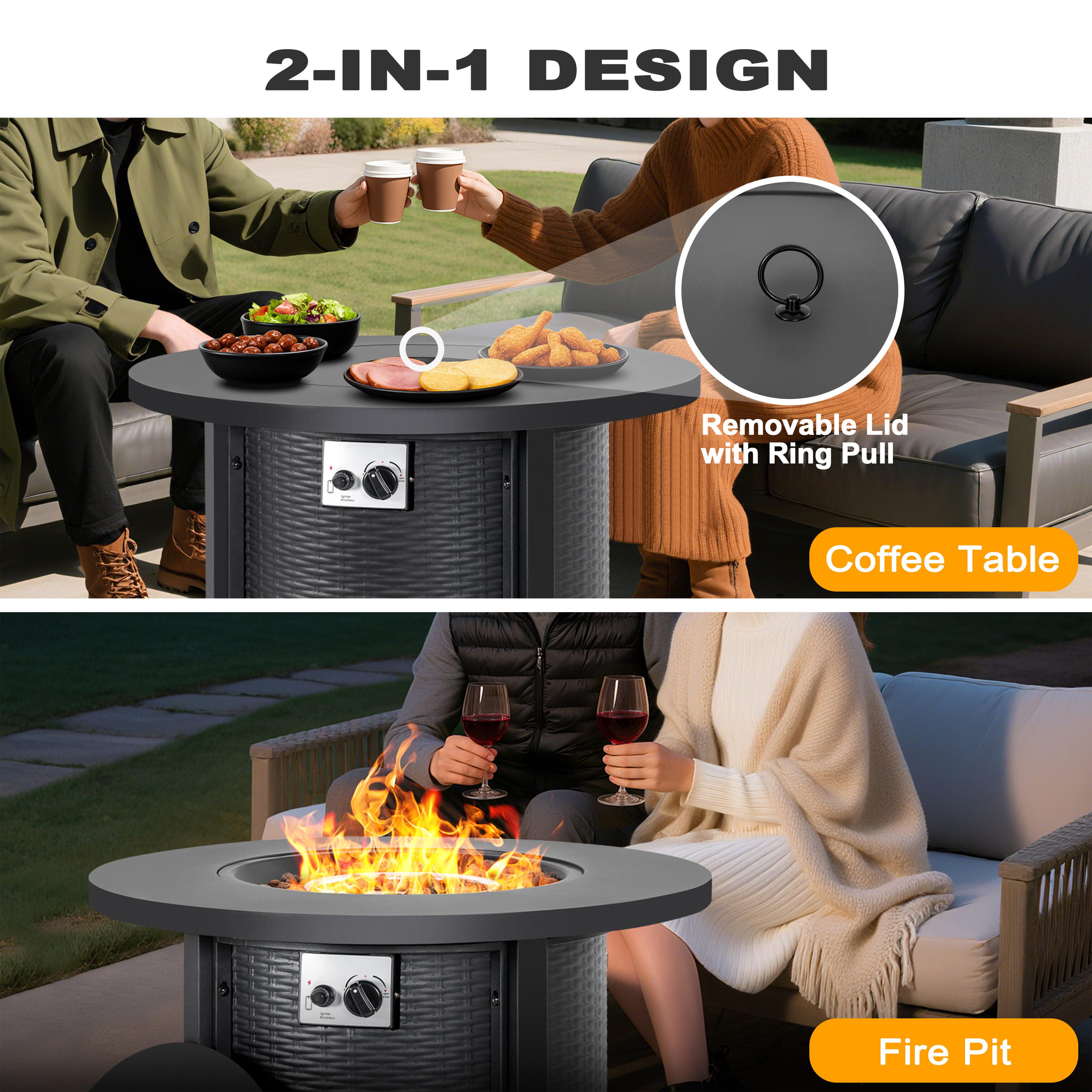 Nuu Garden Outdoor Round Fire Pit, , large