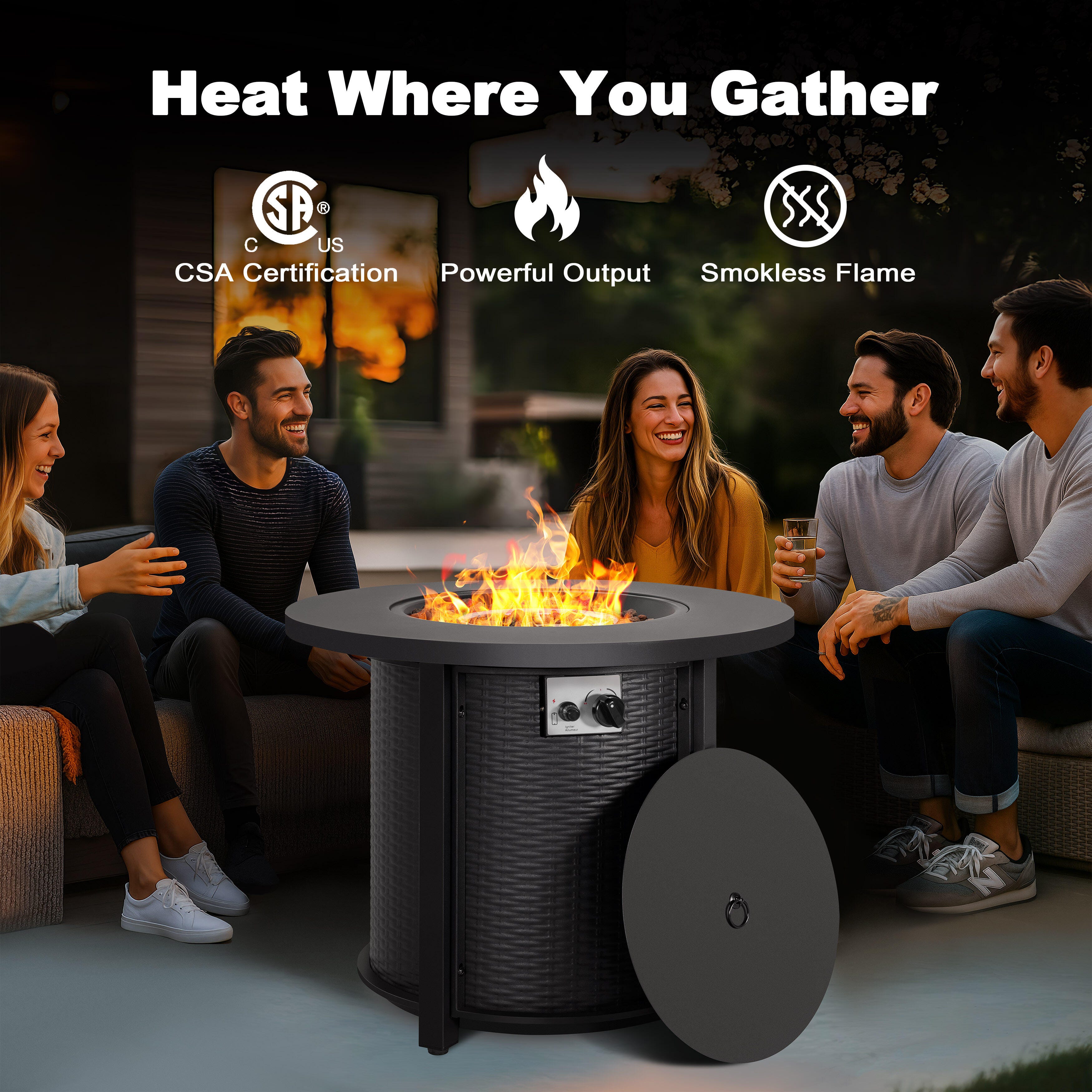 Nuu Garden Outdoor Round Fire Pit, , large