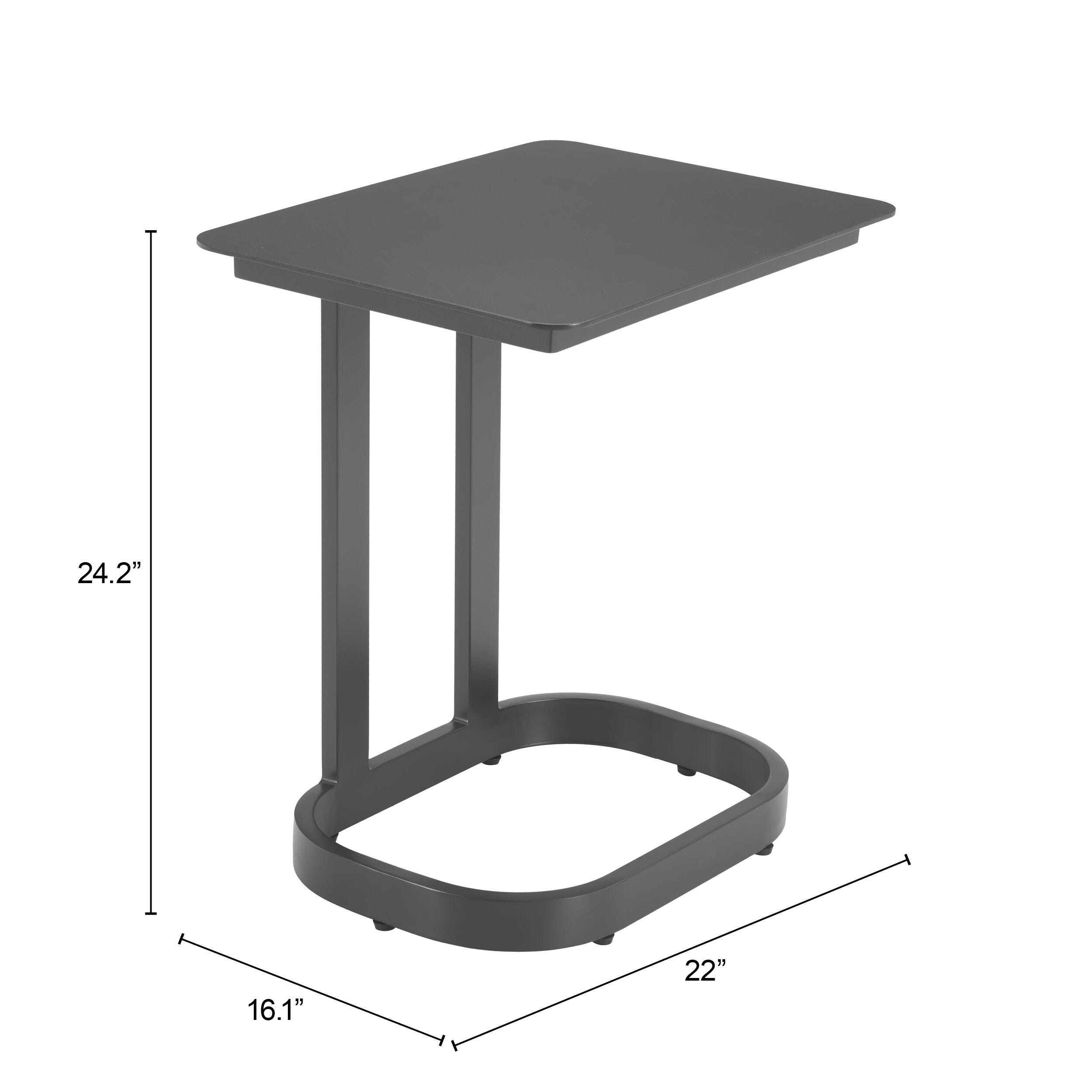 Erika Home Friss Outdoor End Table, Black, large