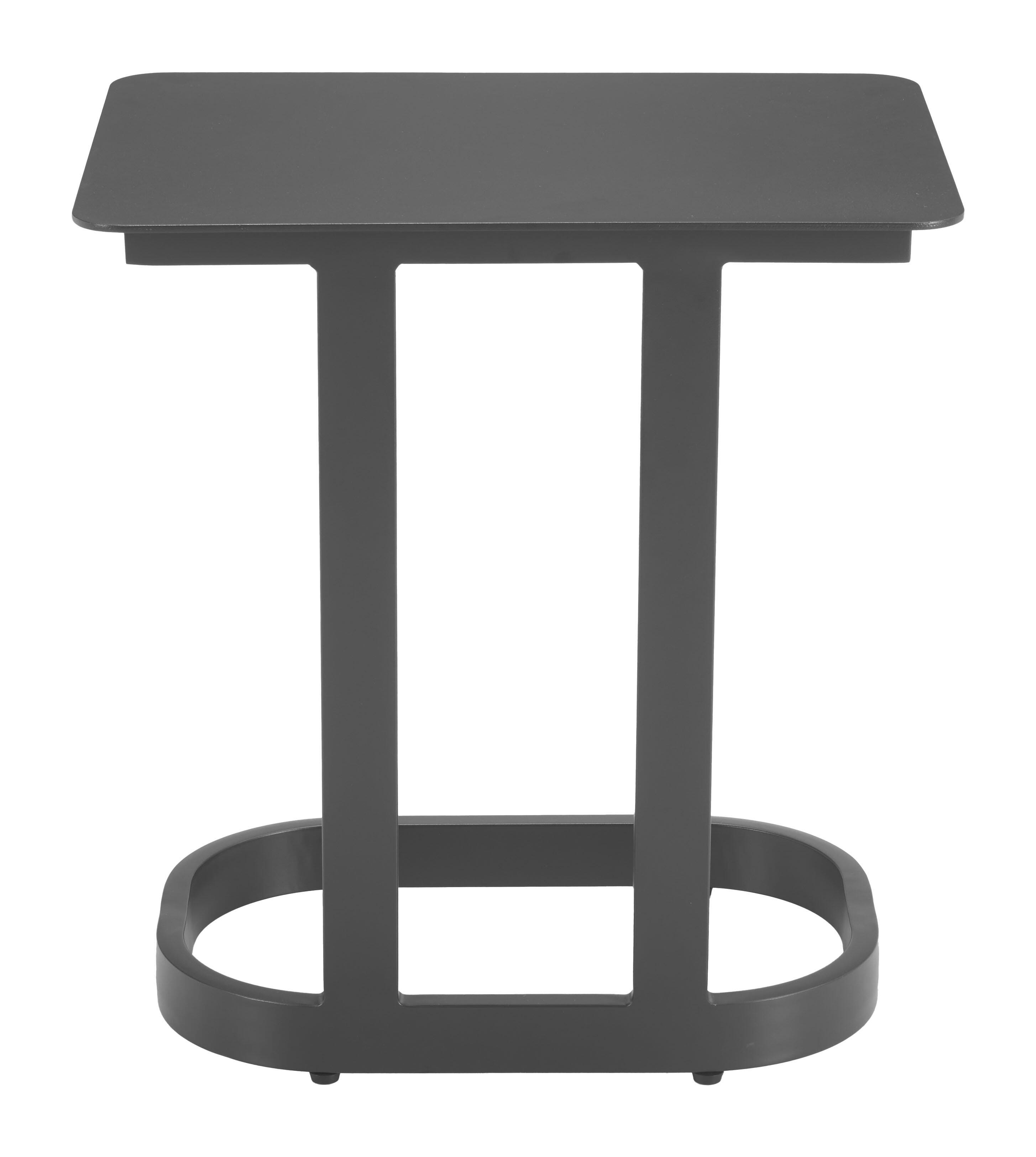 Erika Home Friss Outdoor End Table, Black, large