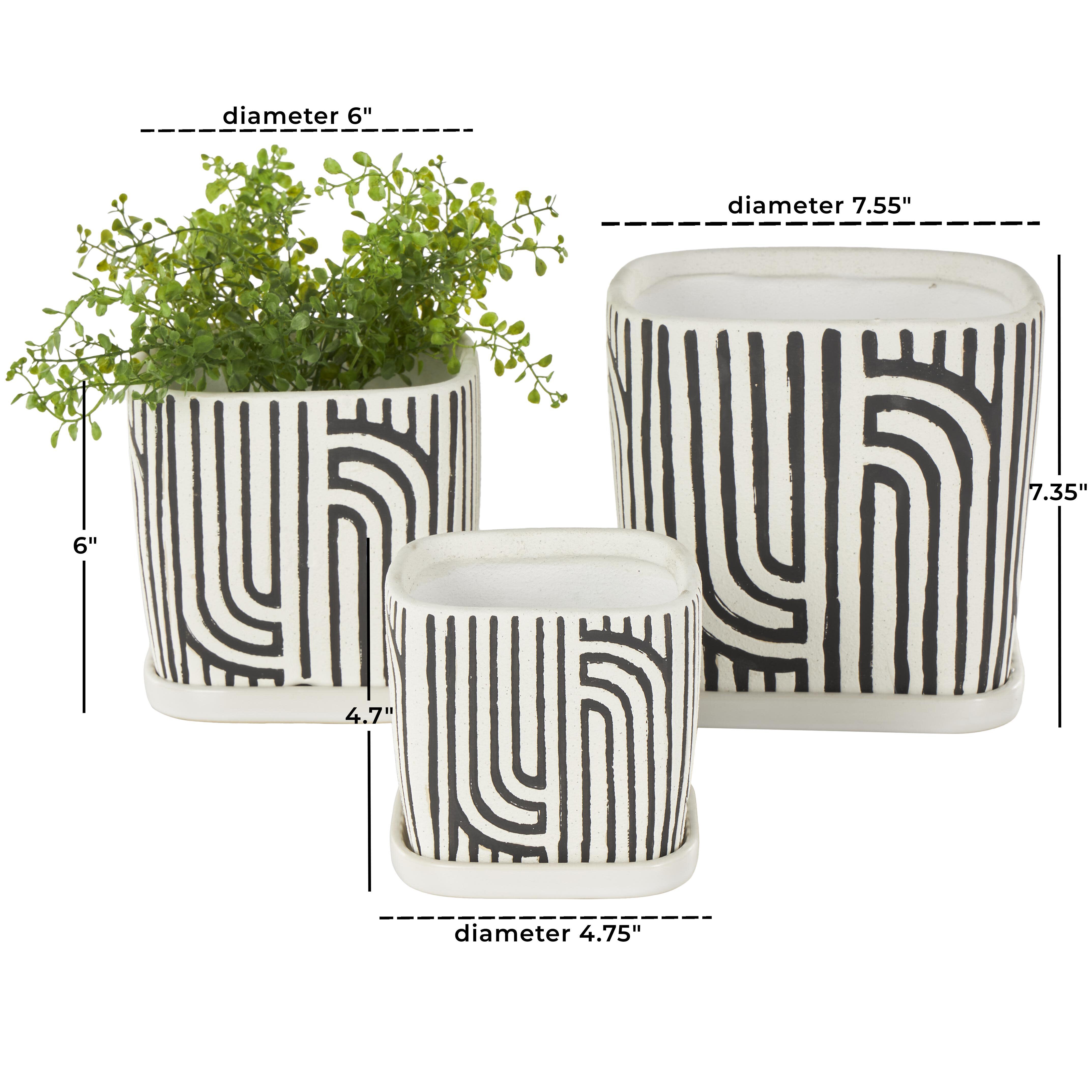 Bayberry Lane Outdoor Geometric Planter (Set of 3), Black, large