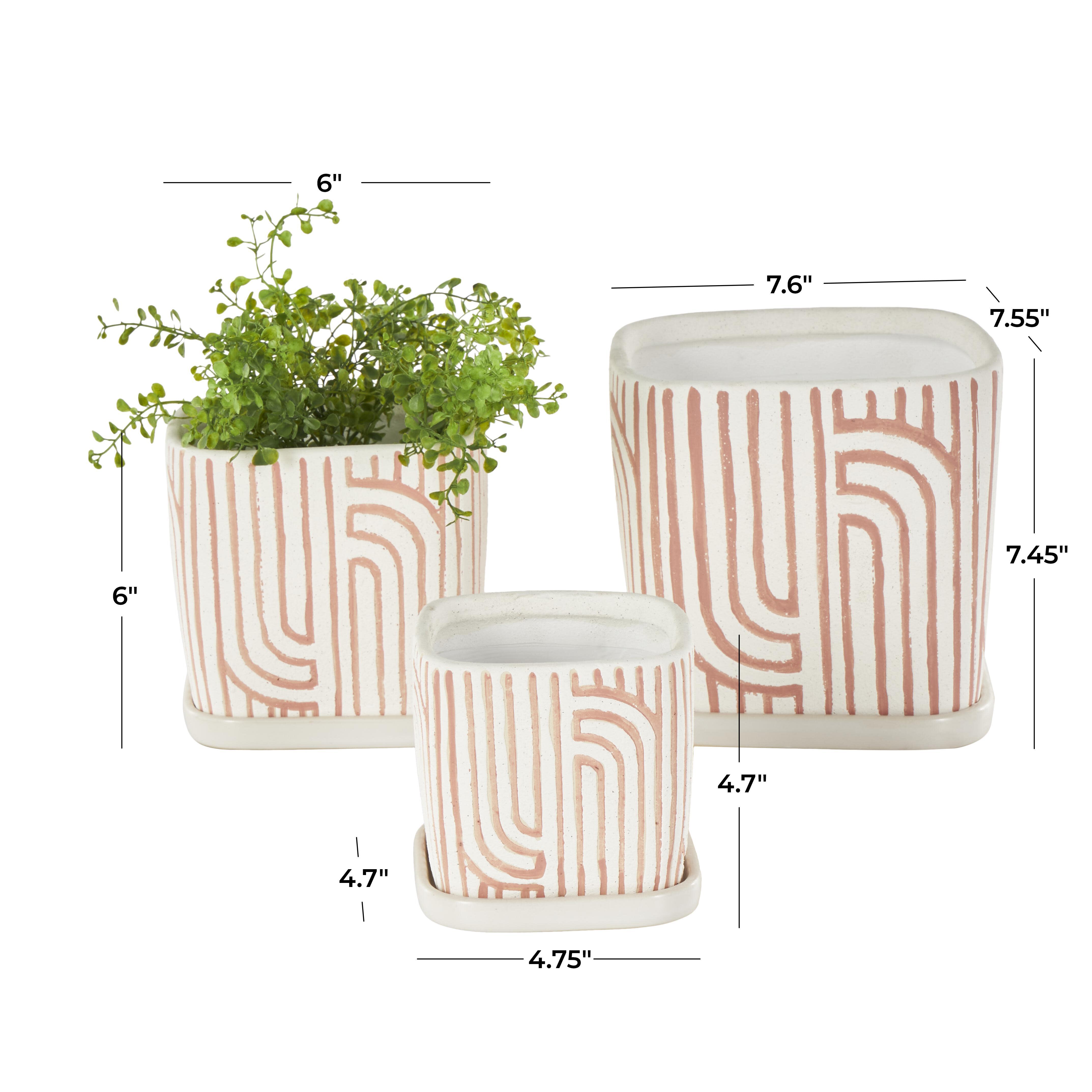 Bayberry Lane Outdoor Geometric Planter (Set of 3), Pink, large