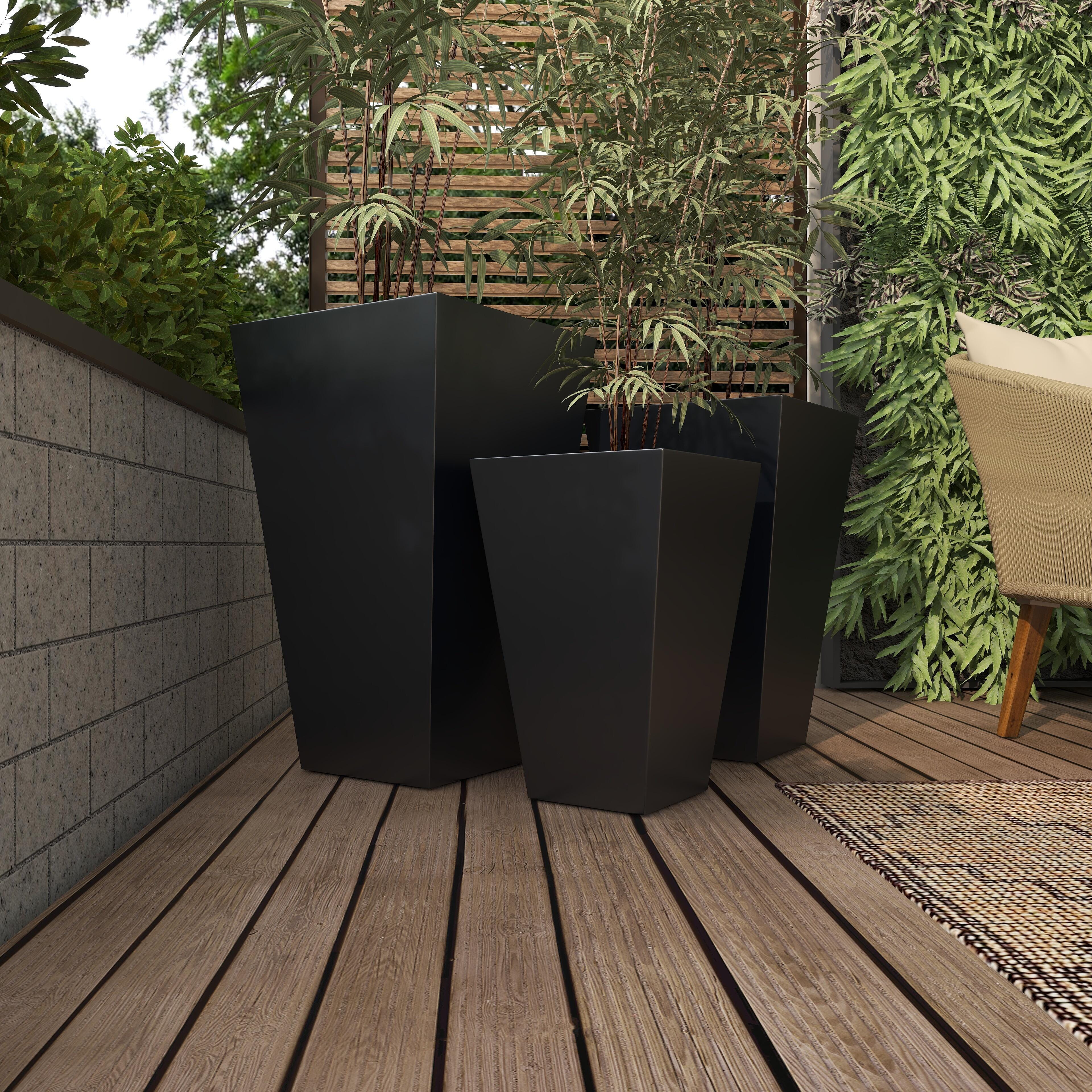 Bayberry Lane Outdoor Tapered Base Planter (Set of 3), , large