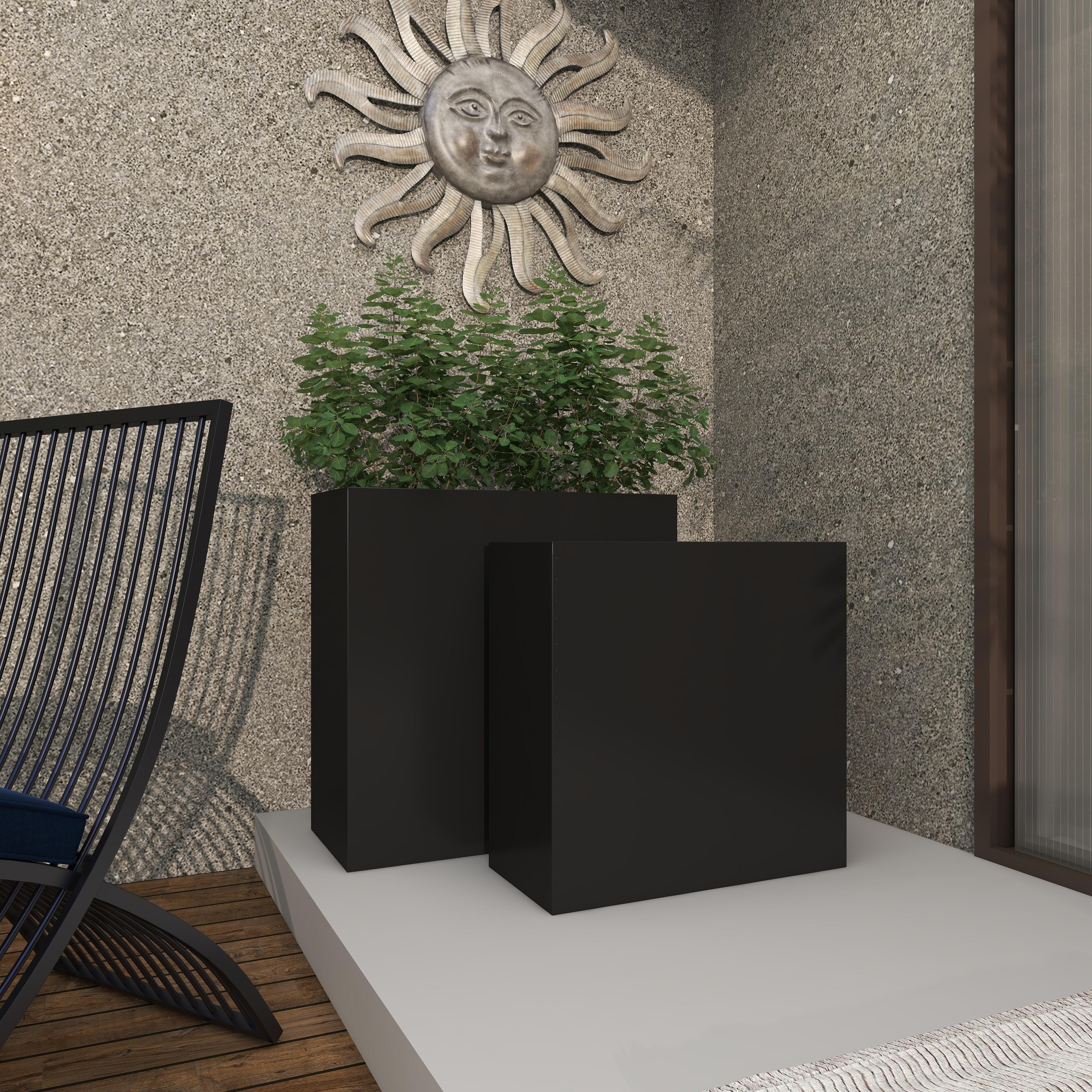 Bayberry Lane Outdoor Planter (Set of 2), Black, large