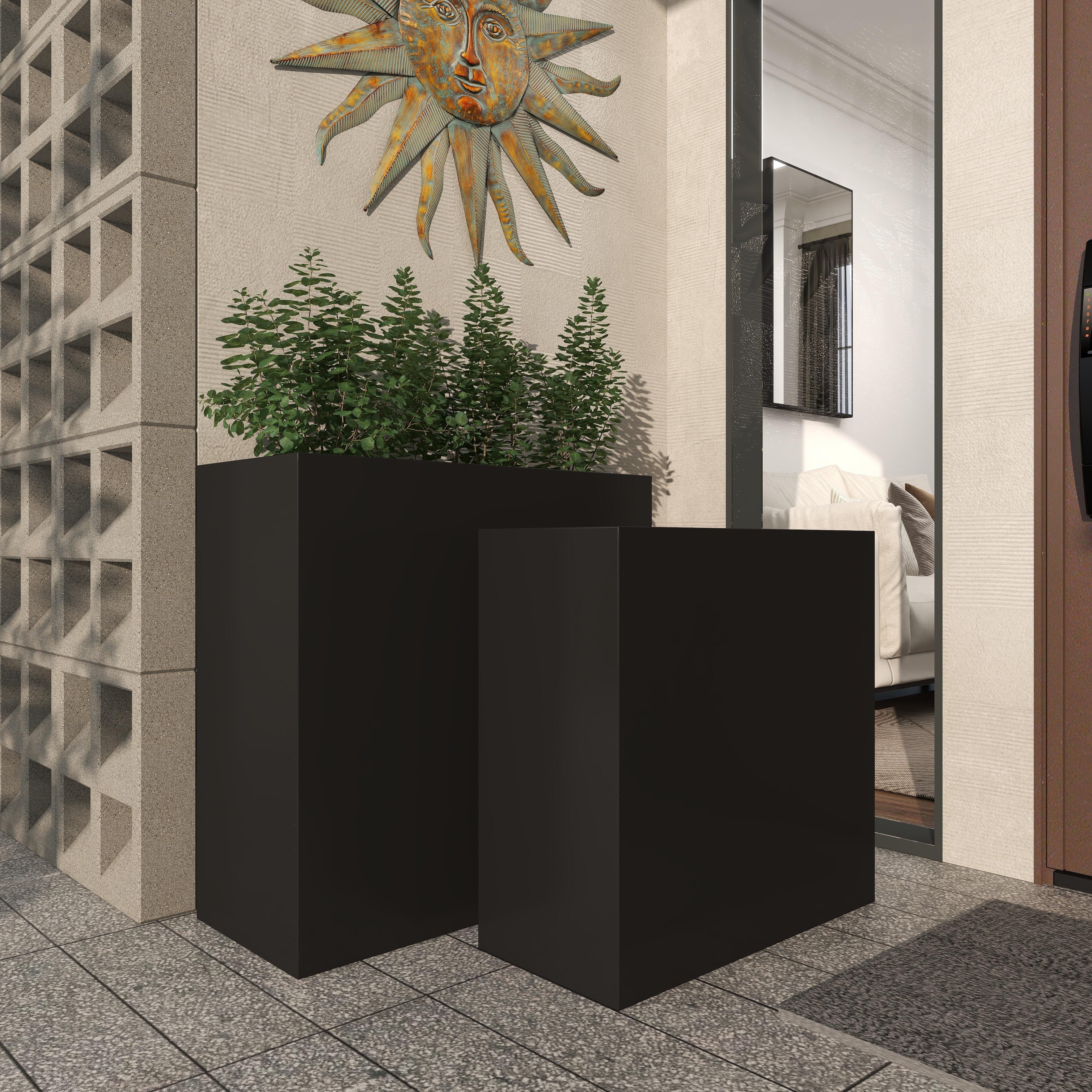 Bayberry Lane Outdoor Planter (Set of 2), Black, large