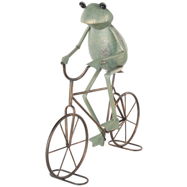 Bayberry Lane Outdoor Garden Frog On Bicycle Sculpture